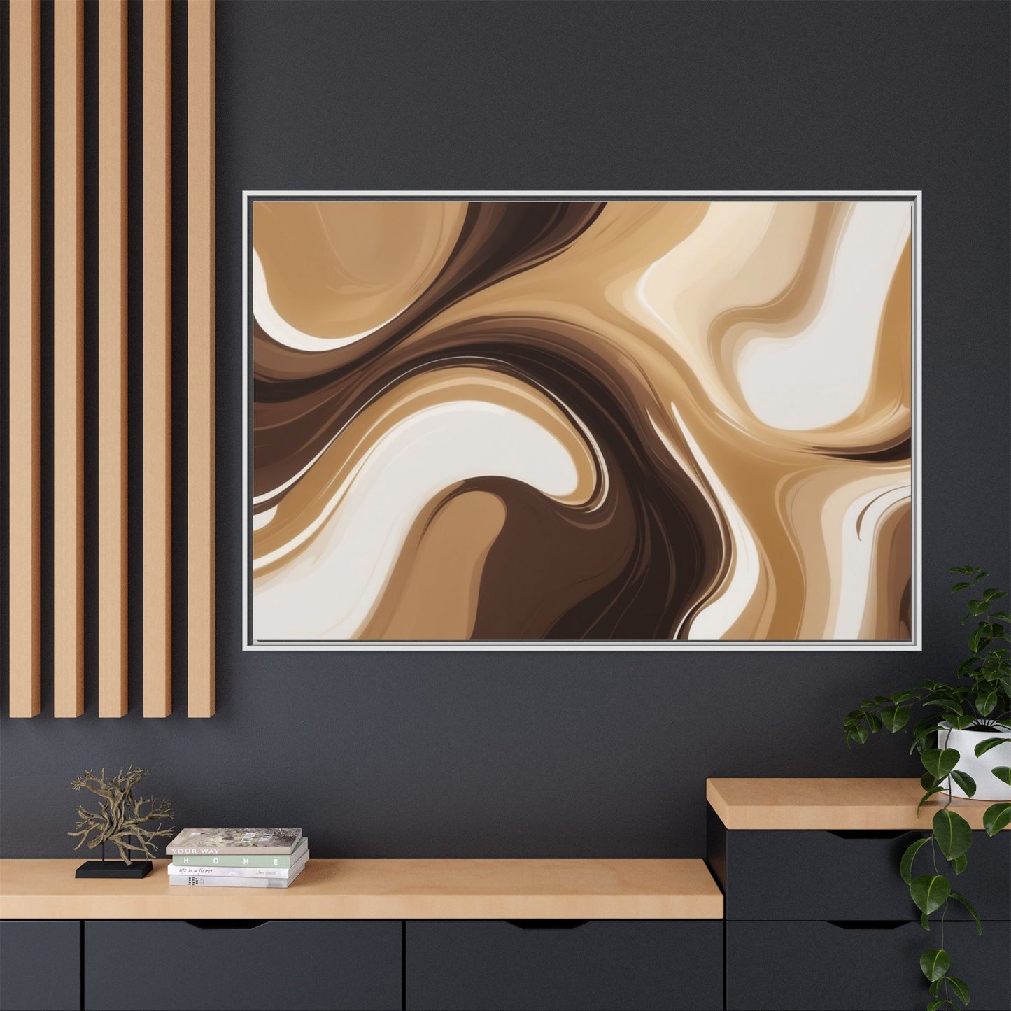 Abstract Wave Framed Canvas Art - Multi-Color Home Decor