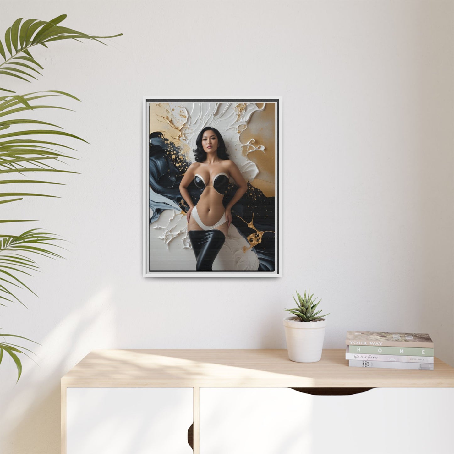 Elegant Framed Canvas Art - Multi-Color Abstract Beauty