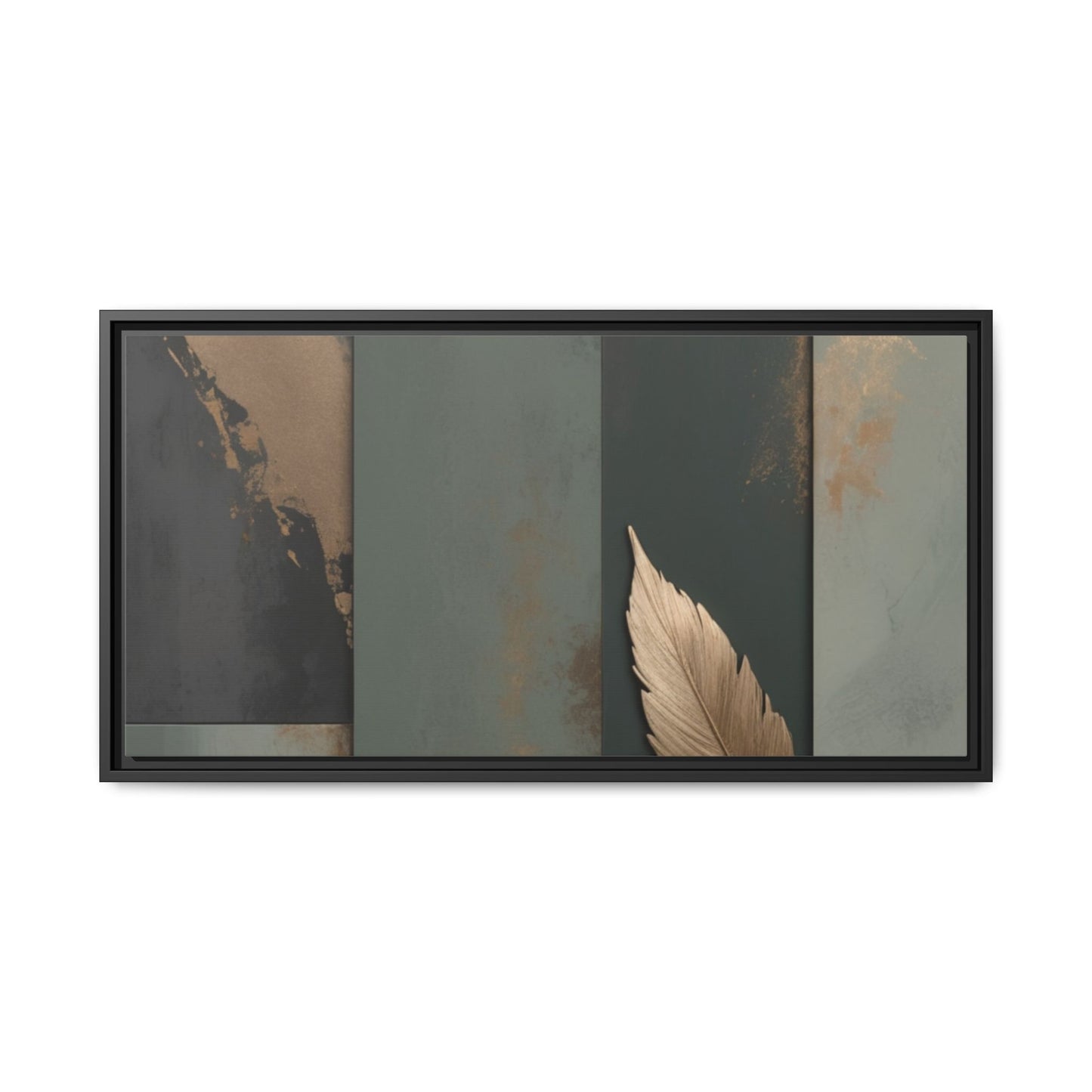 Elegant Framed Matte Canvas Wall Art - Multi-Color Leaf Design
