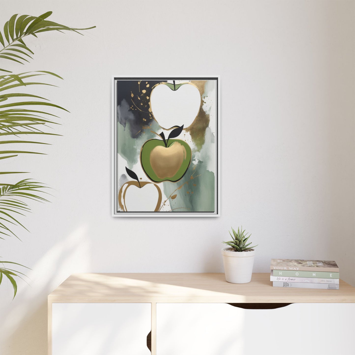 Modern Abstract Apple Canvas Art Print - Colorful Framed Wall Decor