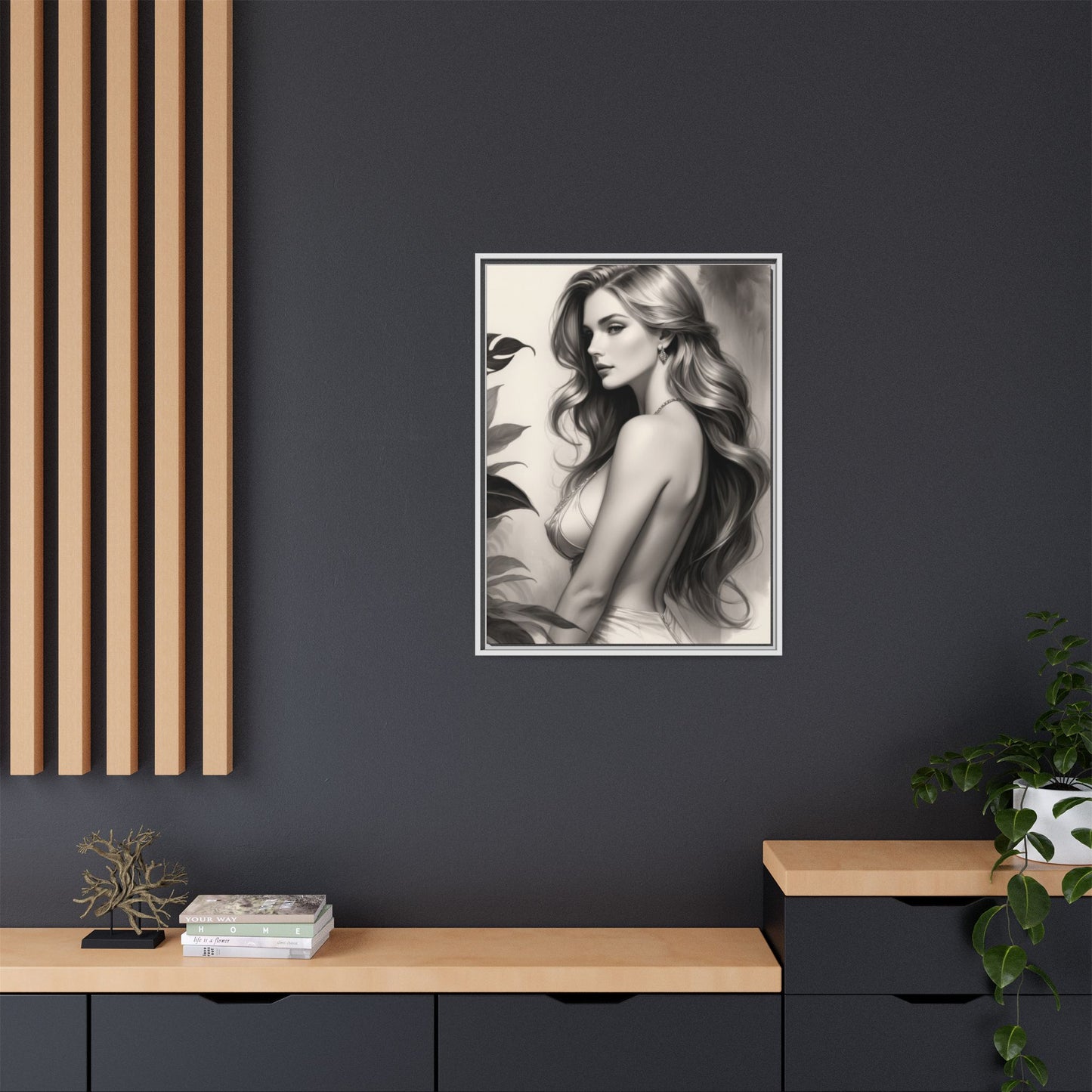 Elegant Matte Framed Art Print - Stylish Woman Portrait