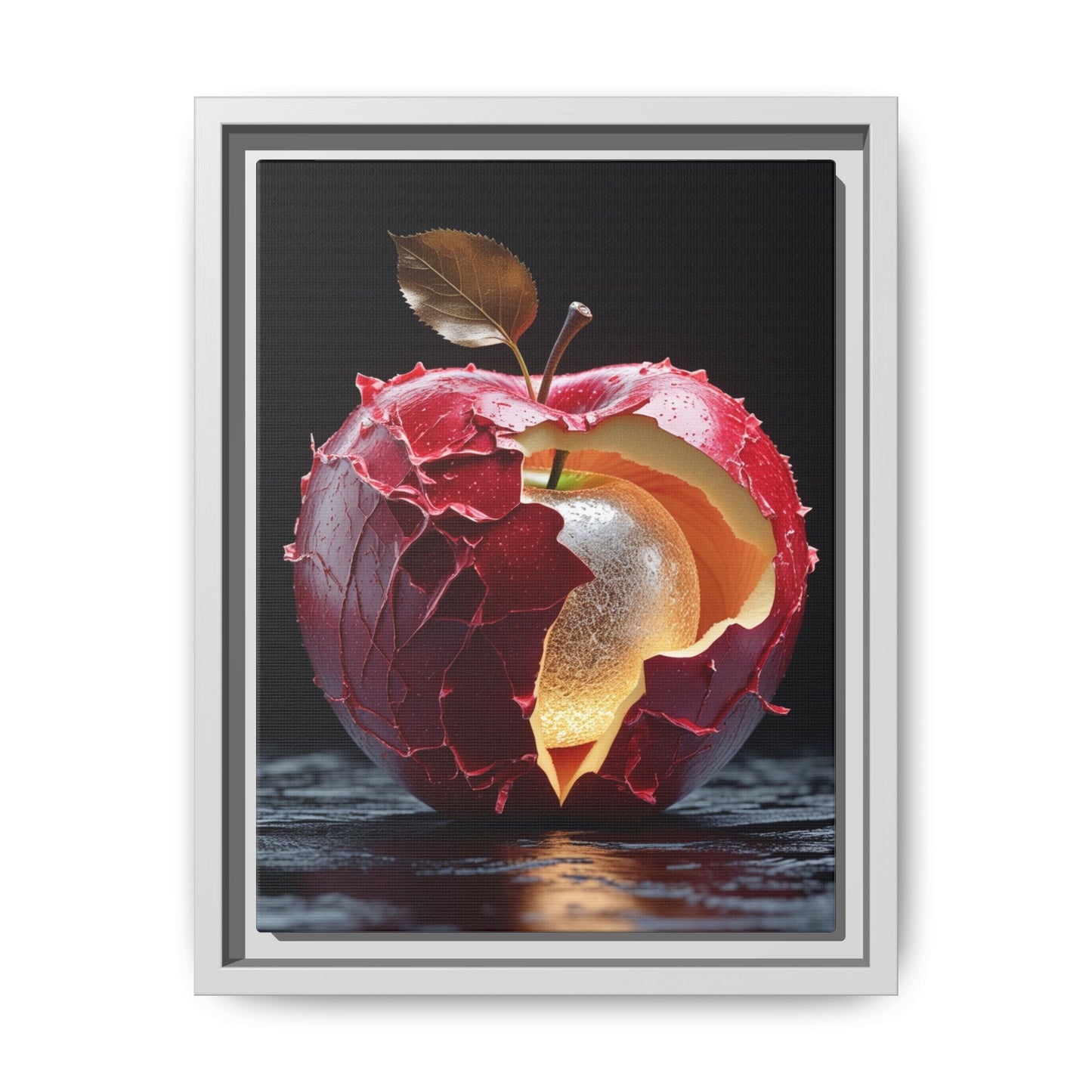 Cracked Apple Canvas Art - Modern Framed Wall Decor