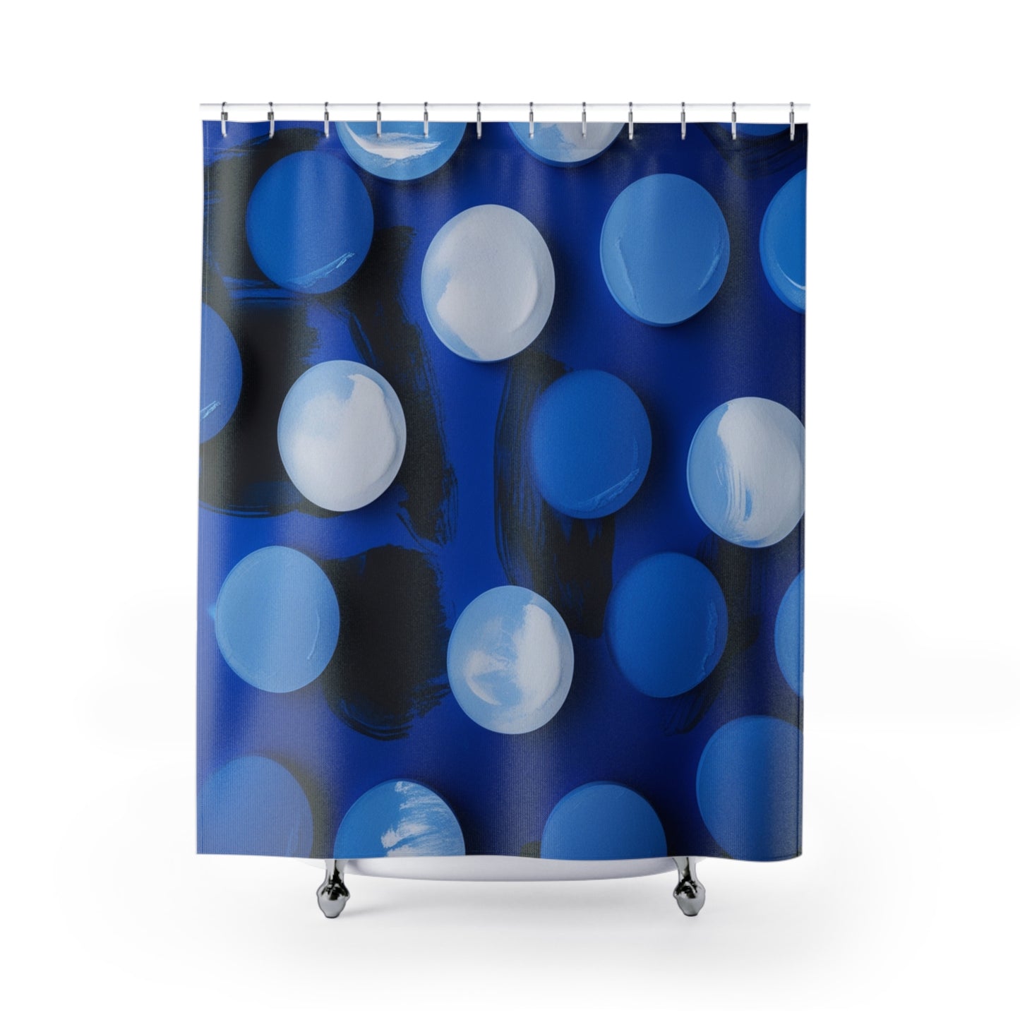 Modern Blue Dot Shower Curtain - Trendy Bathroom Décor