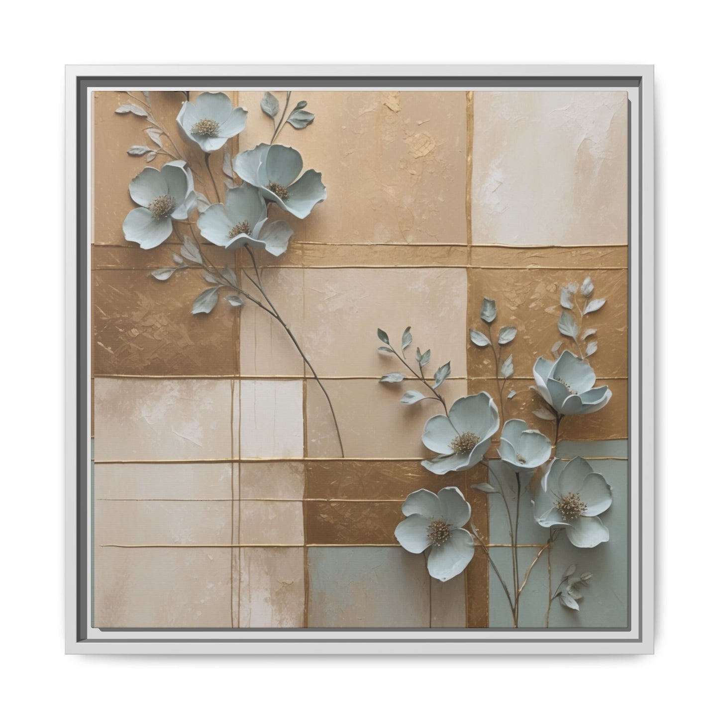 Elegant Floral Wall Art - Framed Matte Canvas Decor