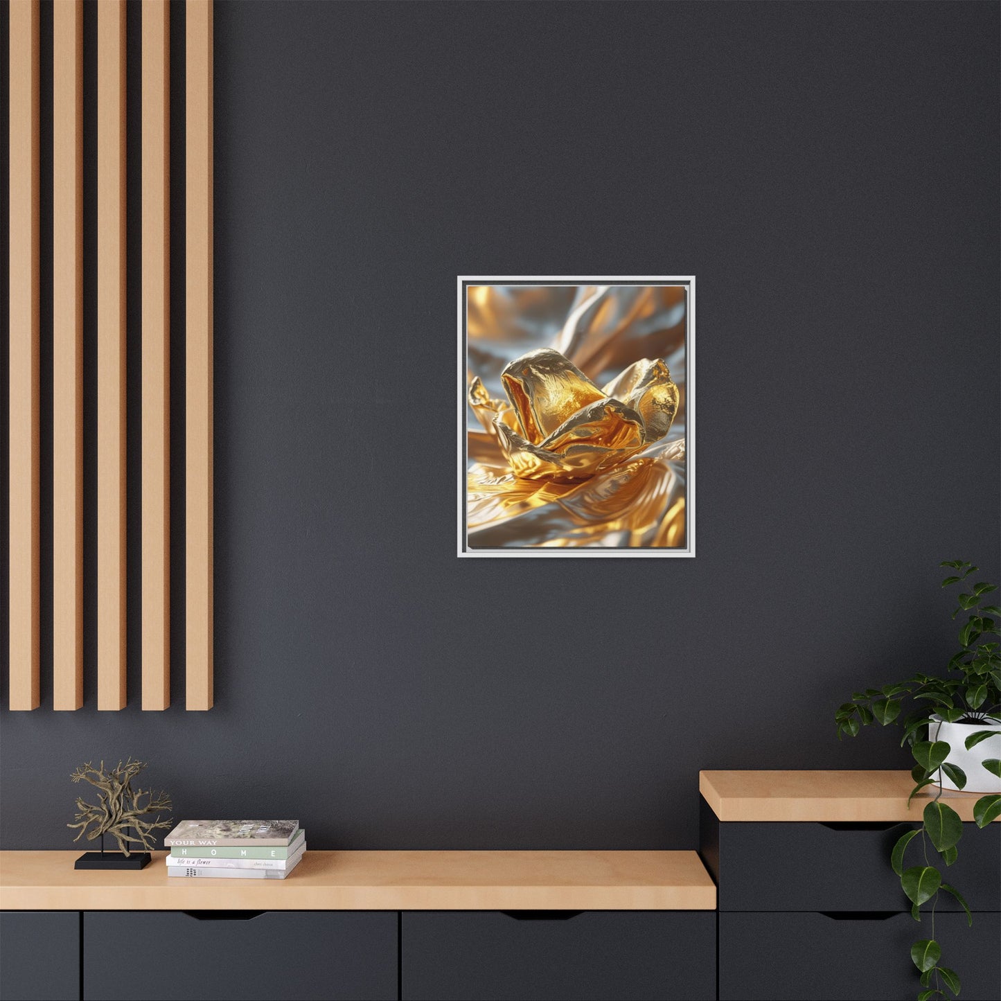Gold Foil Rose Canvas Art - Elegant Home Decor