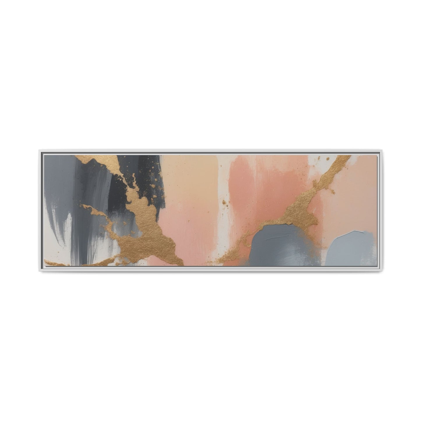 Elegant Abstract Framed Canvas Art with Gold Accents