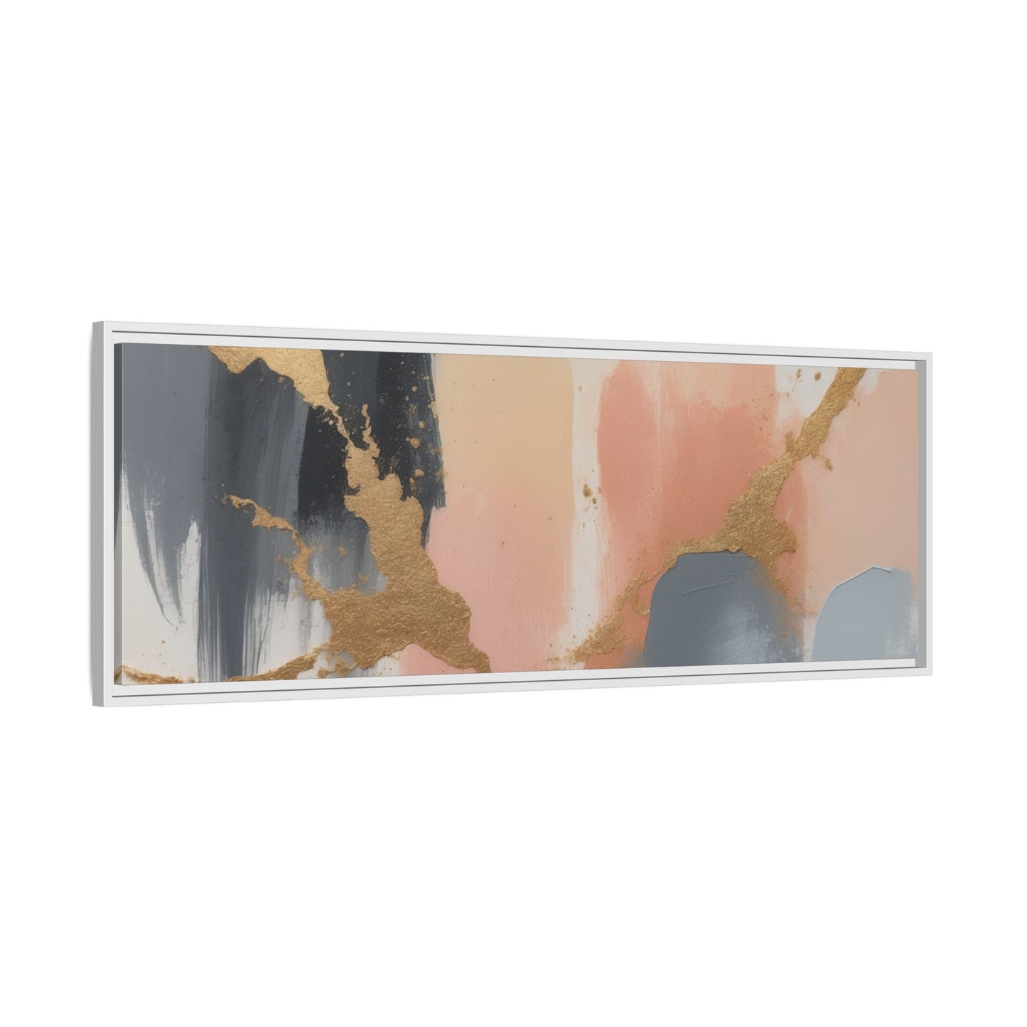 Elegant Abstract Framed Canvas Art with Gold Accents