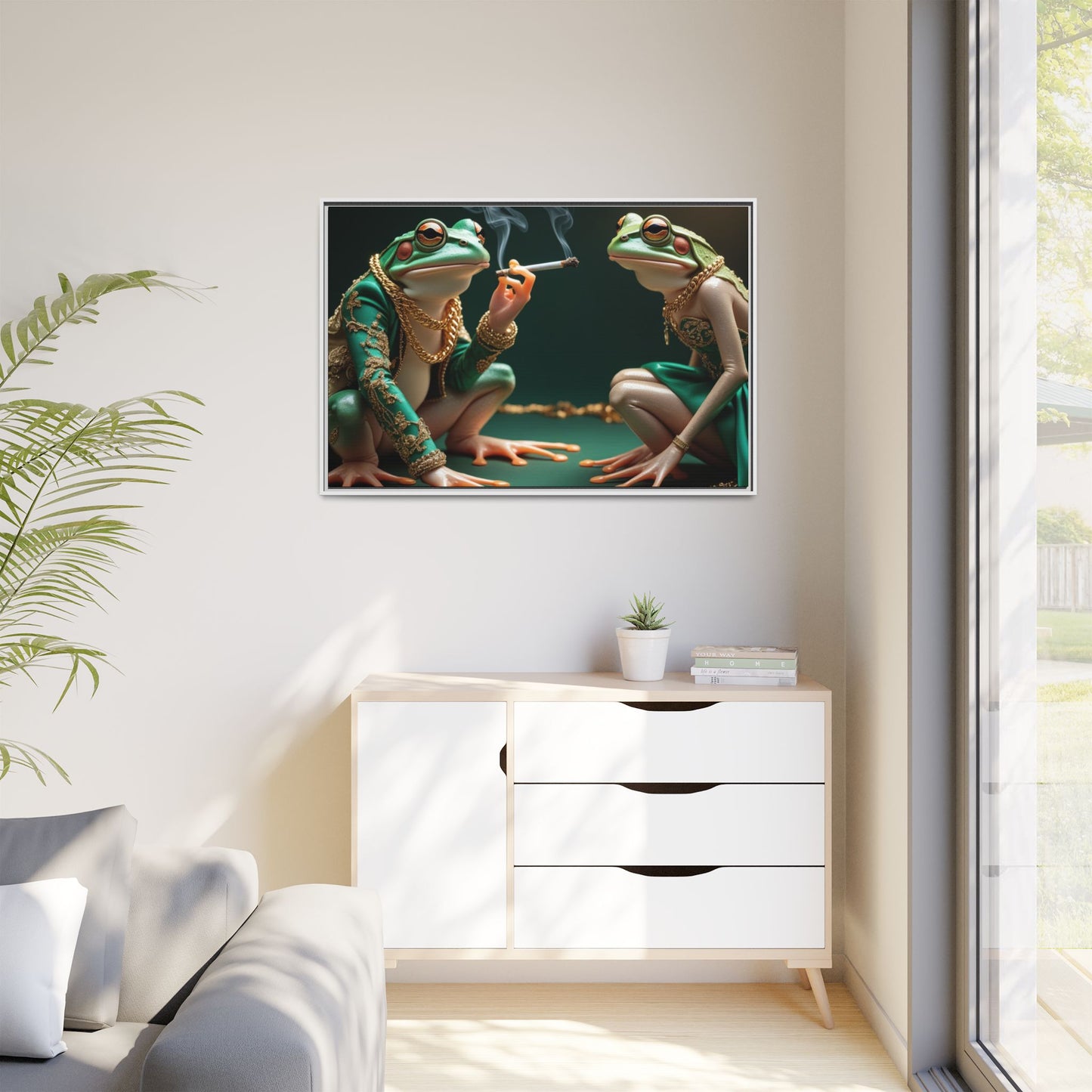 Whimsical Frog Art Print - Framed Canvas for Unique Home Decor