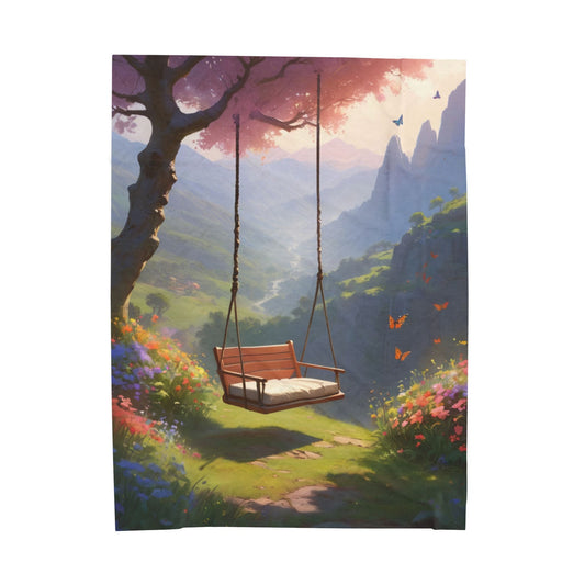 Serene Nature Scene Velveteen Plush Blanket for Cozy Comfort