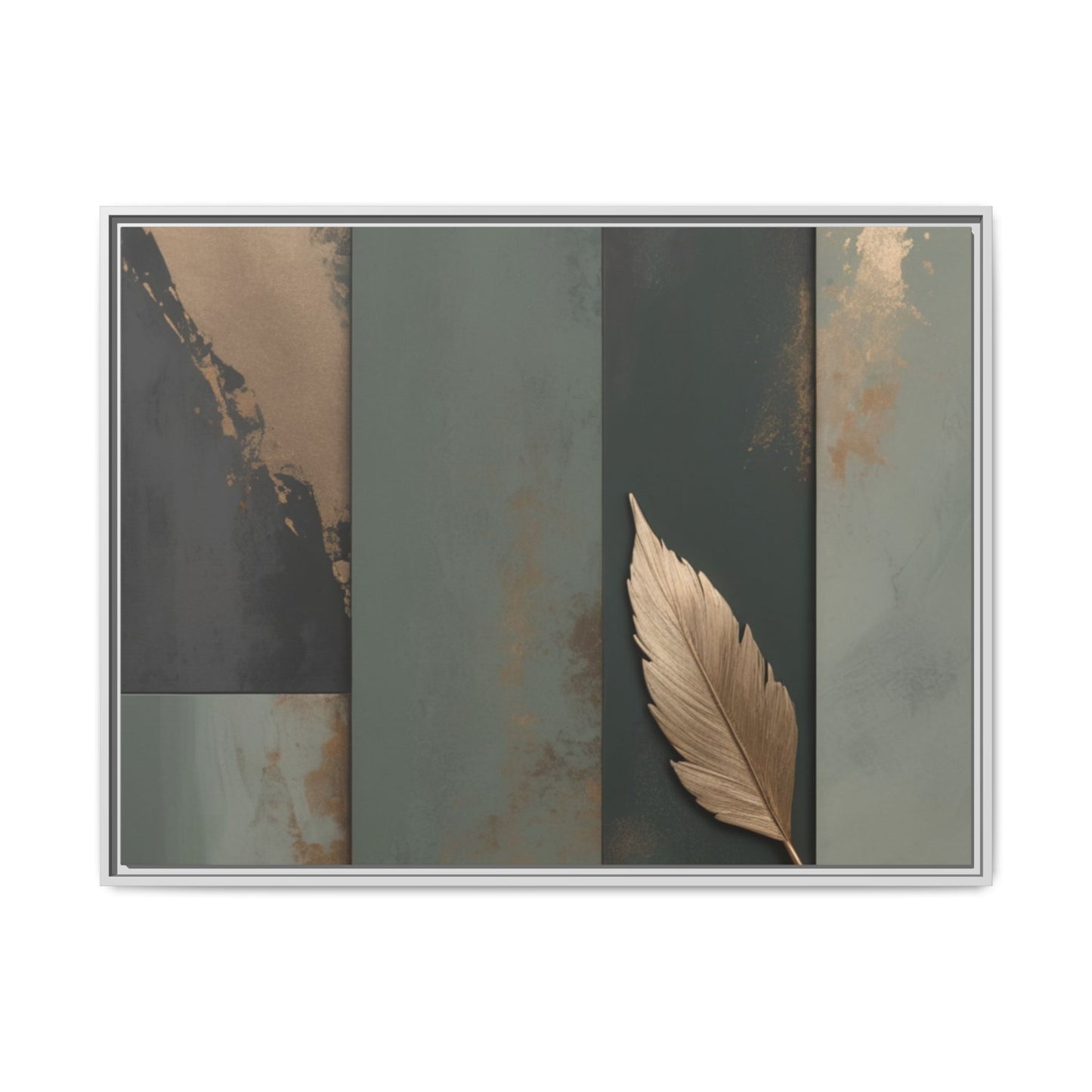 Elegant Framed Matte Canvas Wall Art - Multi-Color Leaf Design