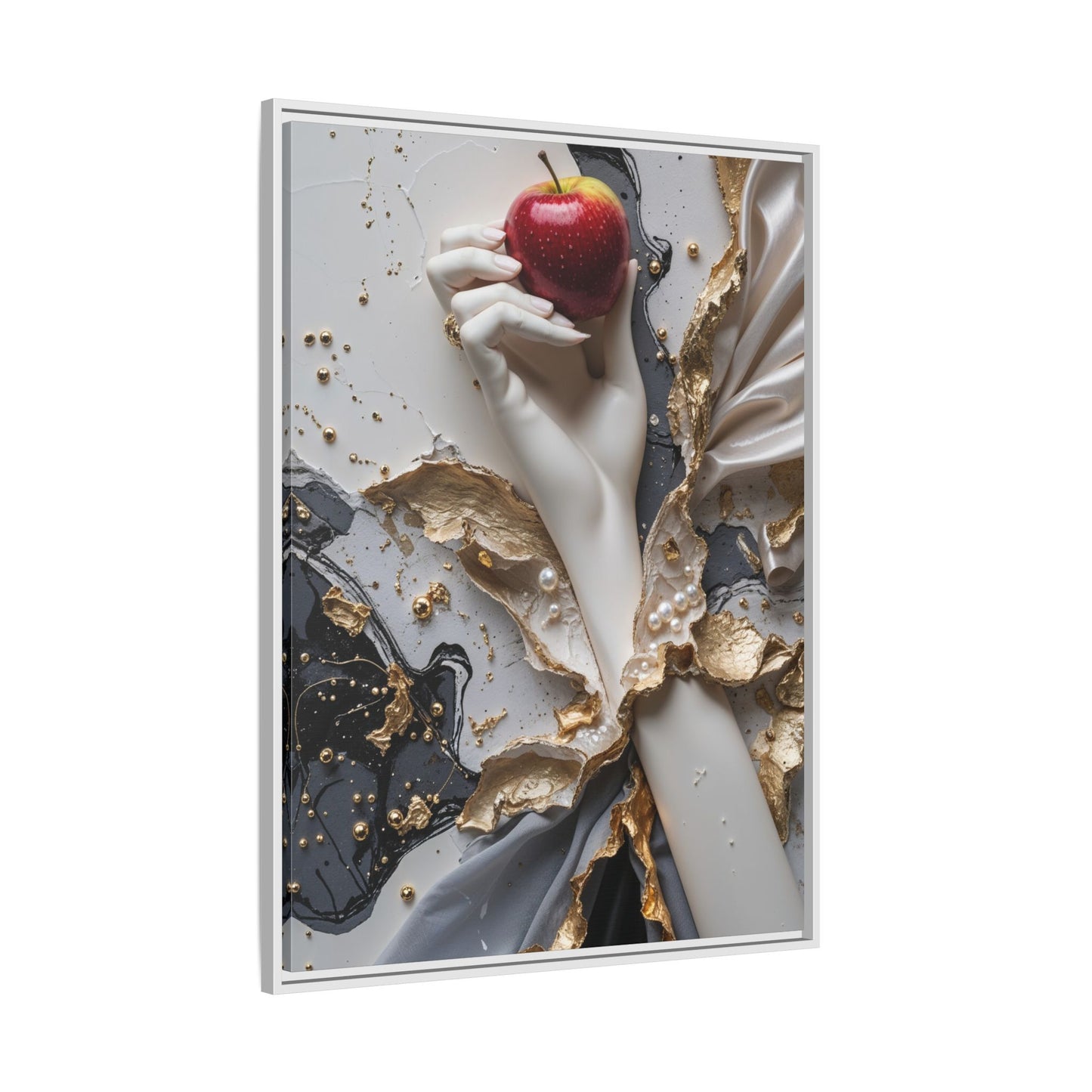 Elegant Framed Canvas Art - Modern Abstract Design with Apple