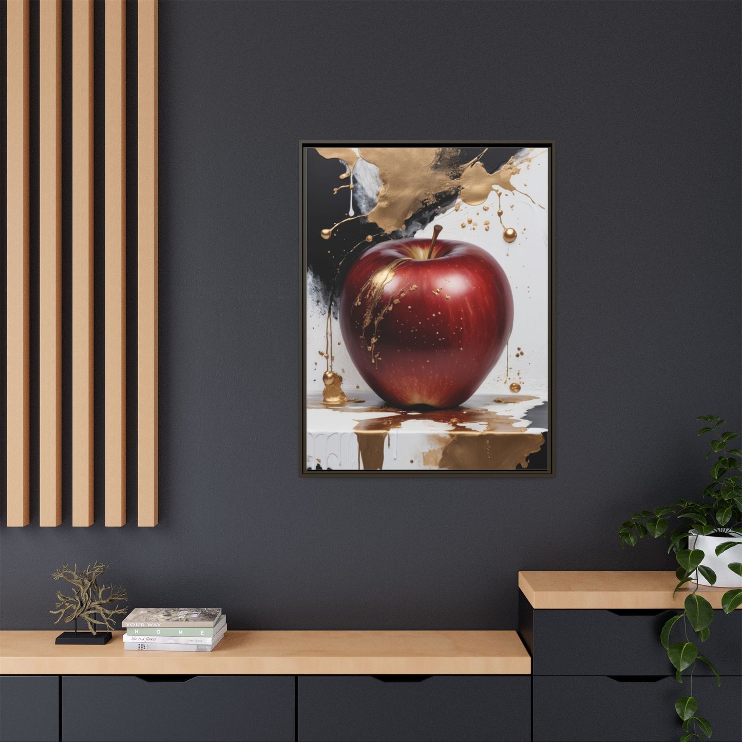 Elegant Apple Art Print - Multi-color Framed Canvas