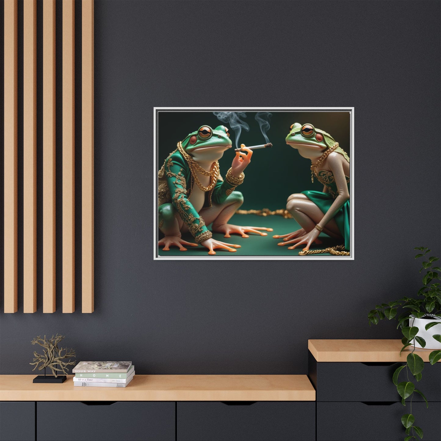Whimsical Frog Art Print - Framed Canvas for Unique Home Decor