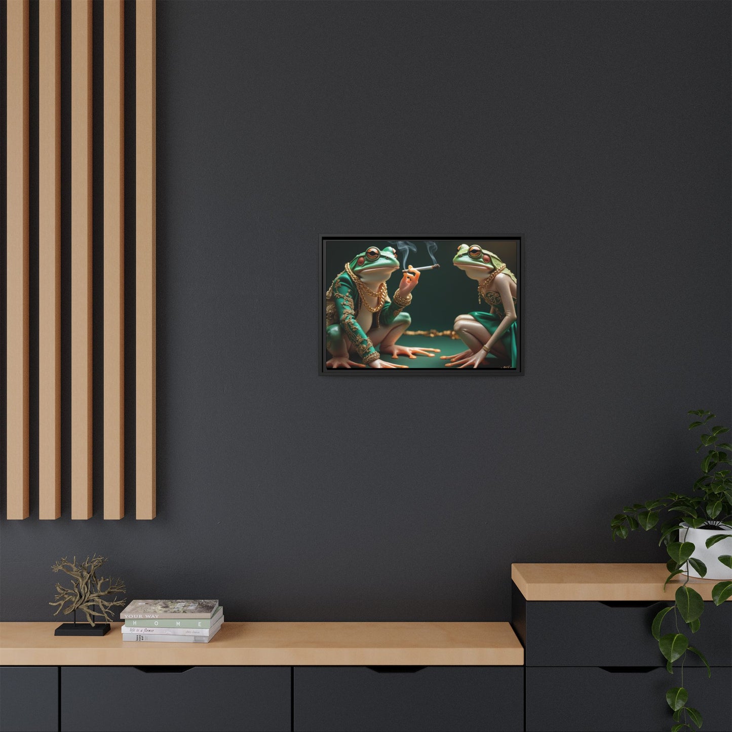 Whimsical Frog Art Print - Framed Canvas for Unique Home Decor
