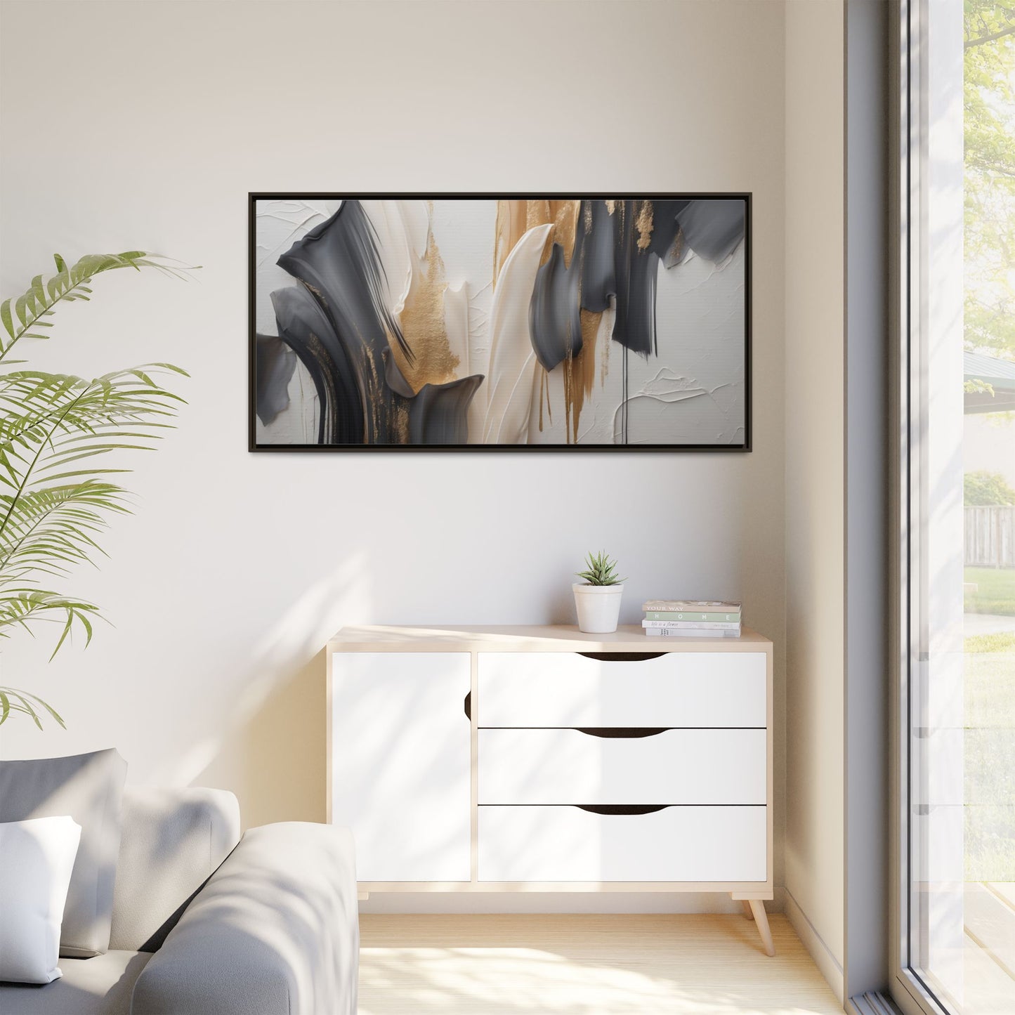 Abstract Multi-Color Framed Canvas Art - Modern Home Decor