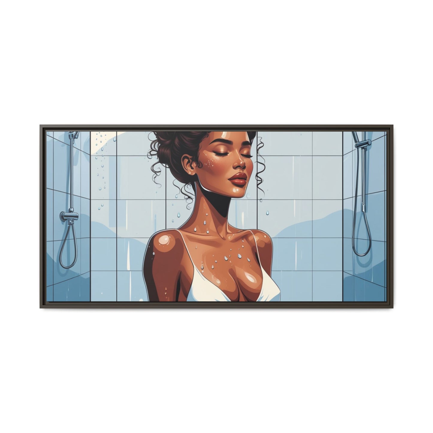 Serene Bathing Woman Canvas Art - Framed Multi-Color Wall Decor