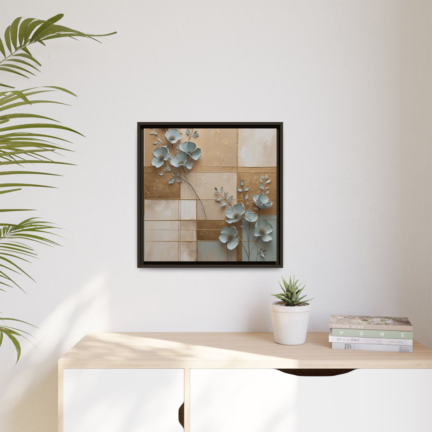 Elegant Floral Wall Art - Framed Matte Canvas Decor