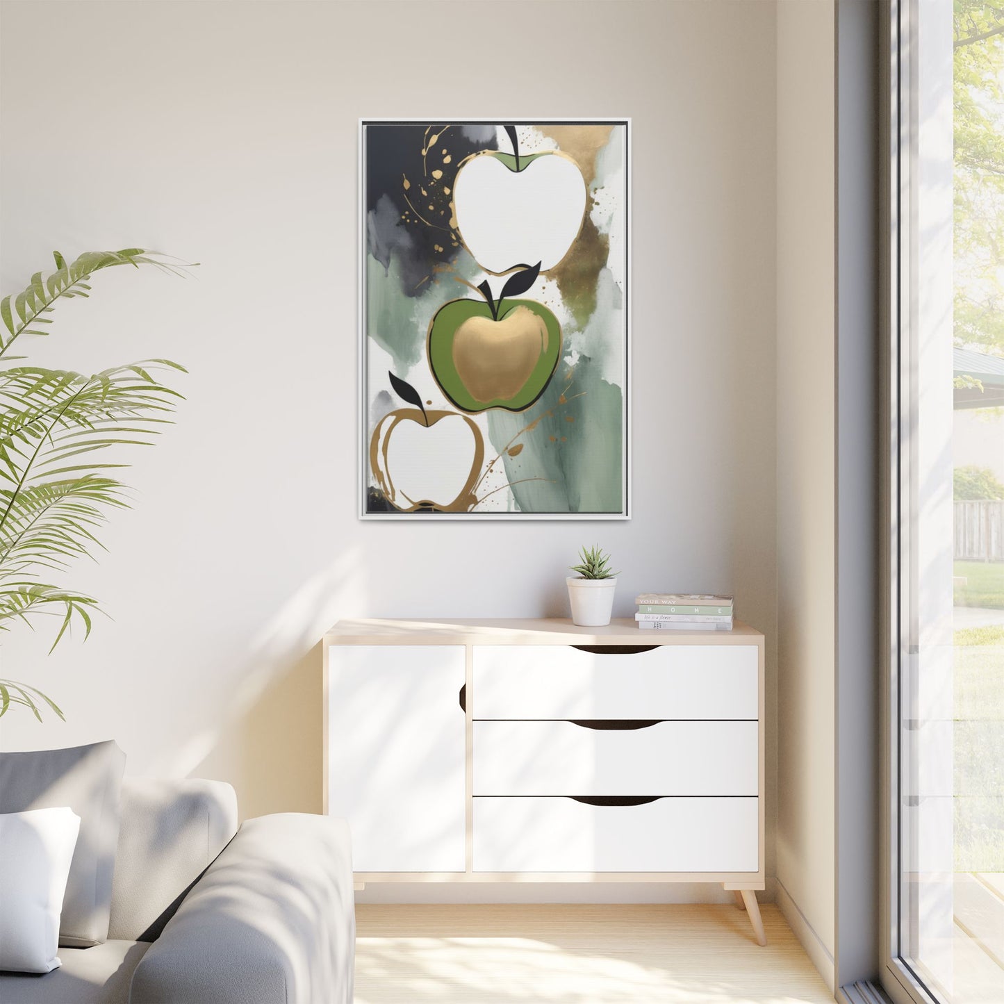 Modern Abstract Apple Canvas Art Print - Colorful Framed Wall Decor