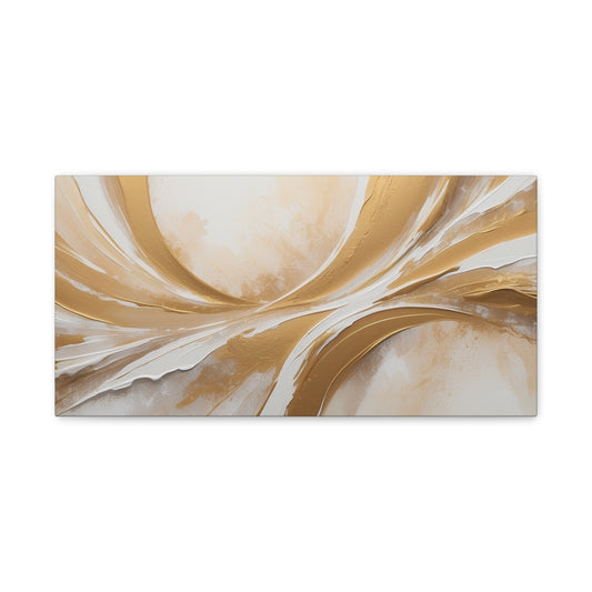"Golden Drift" – Textured Abstract Canvas in Ivory & Metallic Gold