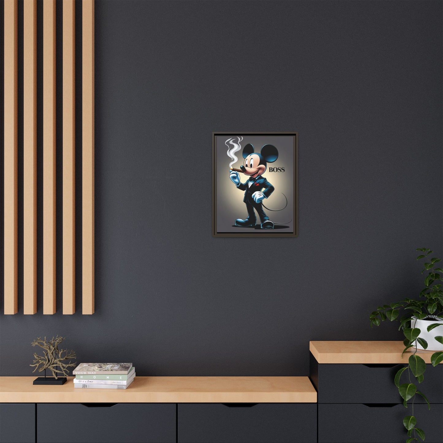 Vintage Boss Mouse Framed Canvas Art