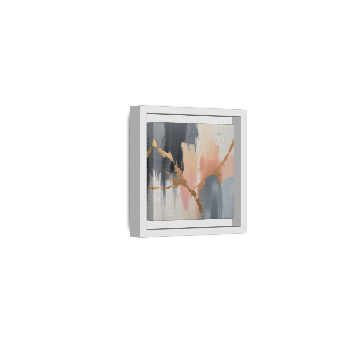 Elegant Abstract Framed Canvas Art with Gold Accents
