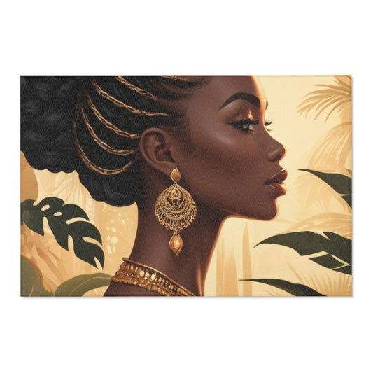 Elegant Woman's Profile Area Rug - Bohemian Home Decor with Tropical Vibes