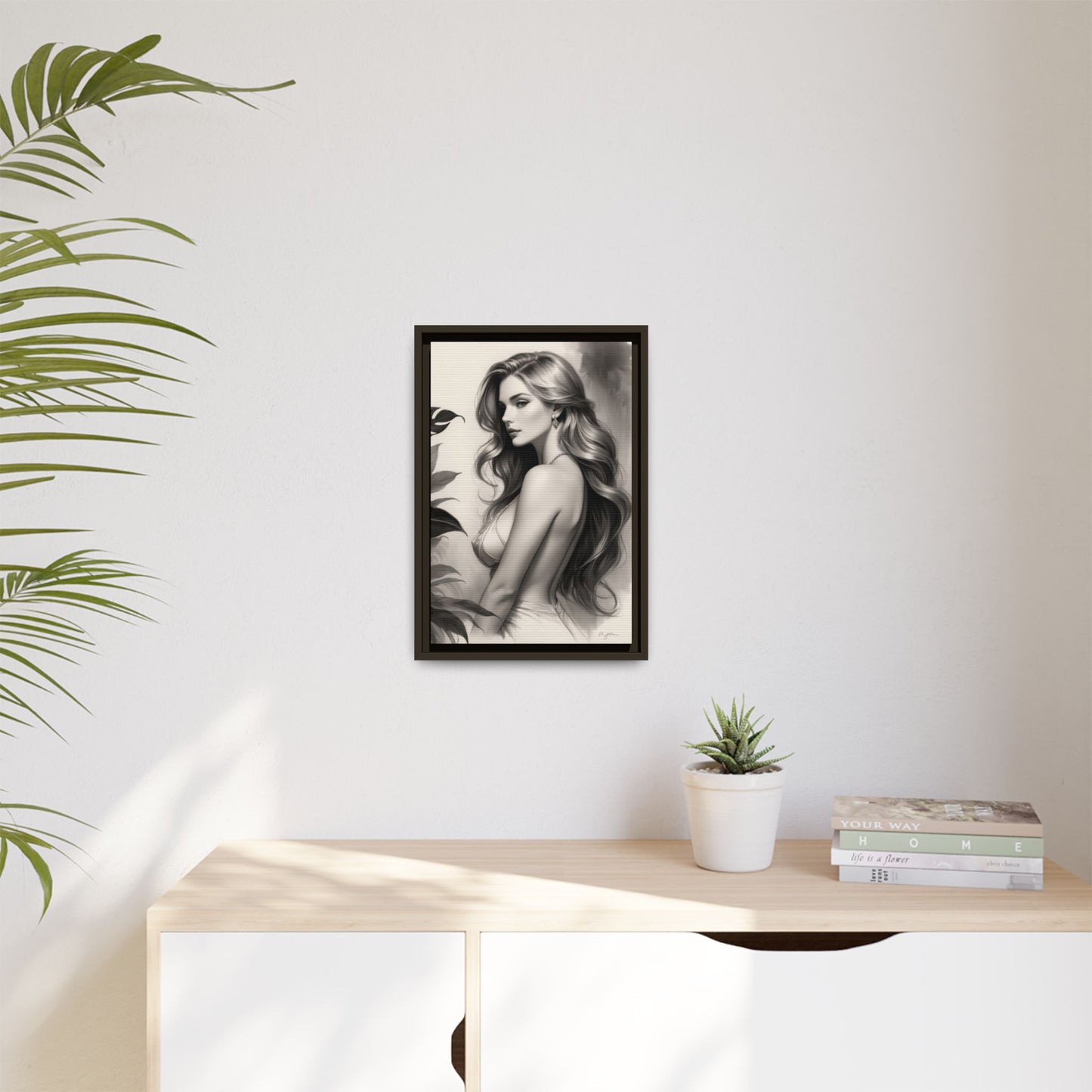 Elegant Matte Framed Art Print - Stylish Woman Portrait