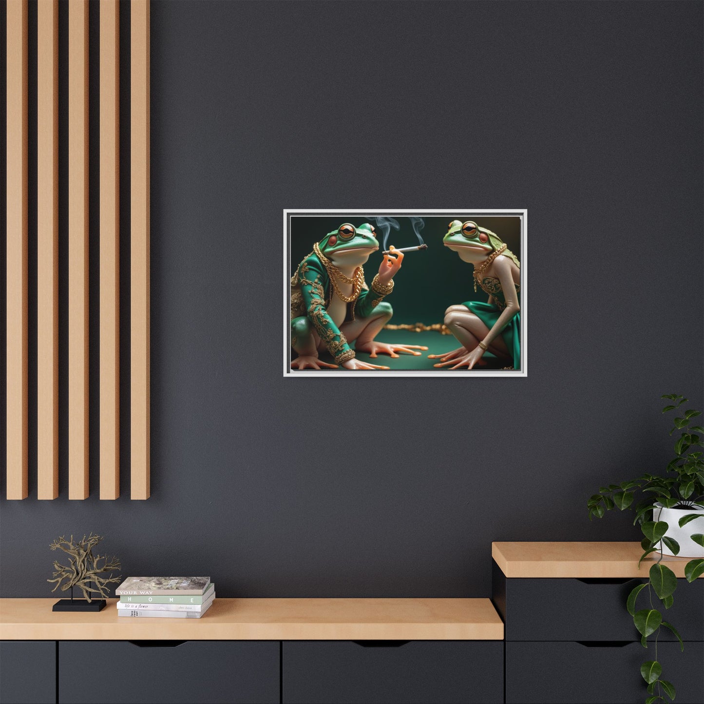 Whimsical Frog Art Print - Framed Canvas for Unique Home Decor