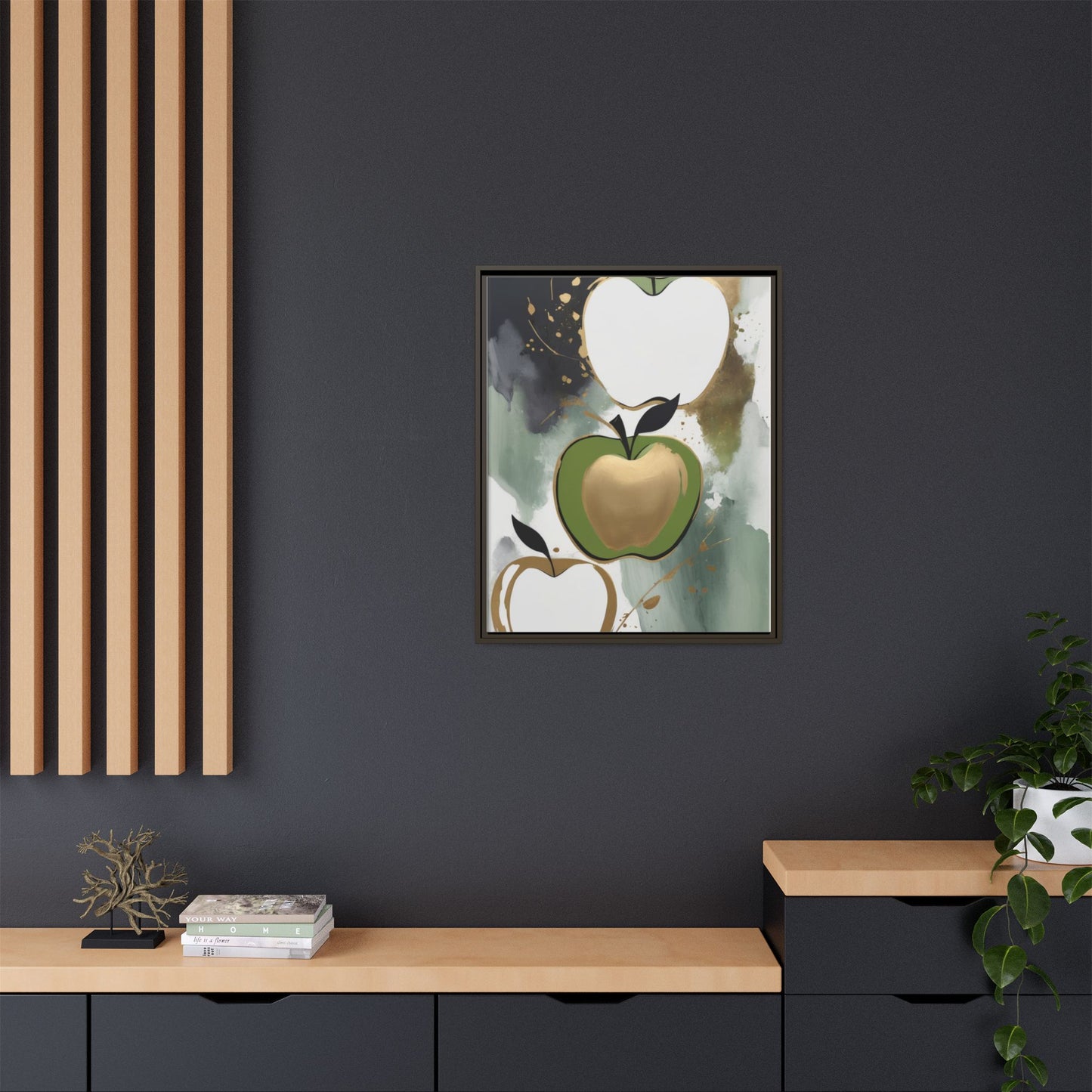 Modern Abstract Apple Canvas Art Print - Colorful Framed Wall Decor
