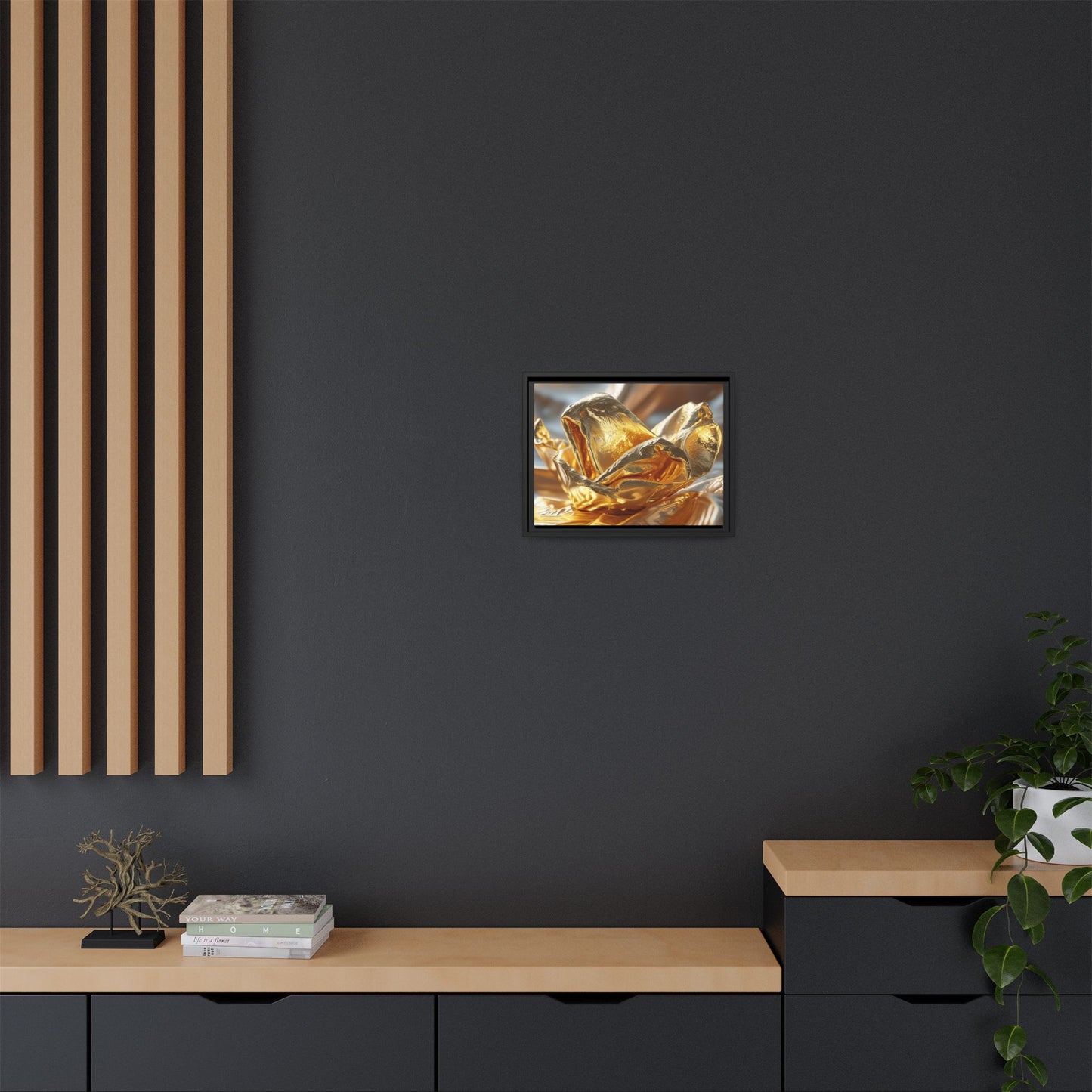 Gold Foil Rose Canvas Art - Elegant Home Decor