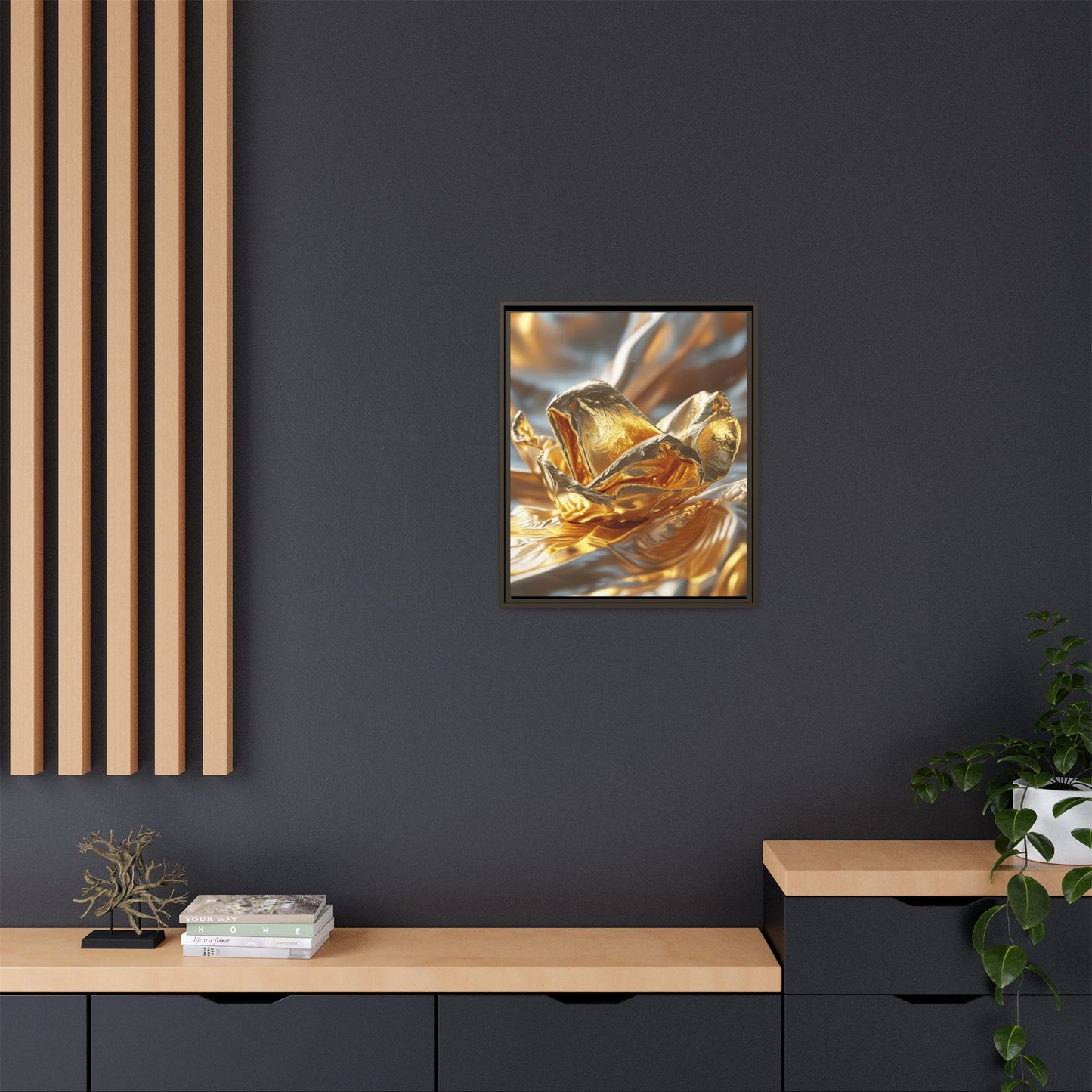 Gold Foil Rose Canvas Art - Elegant Home Decor