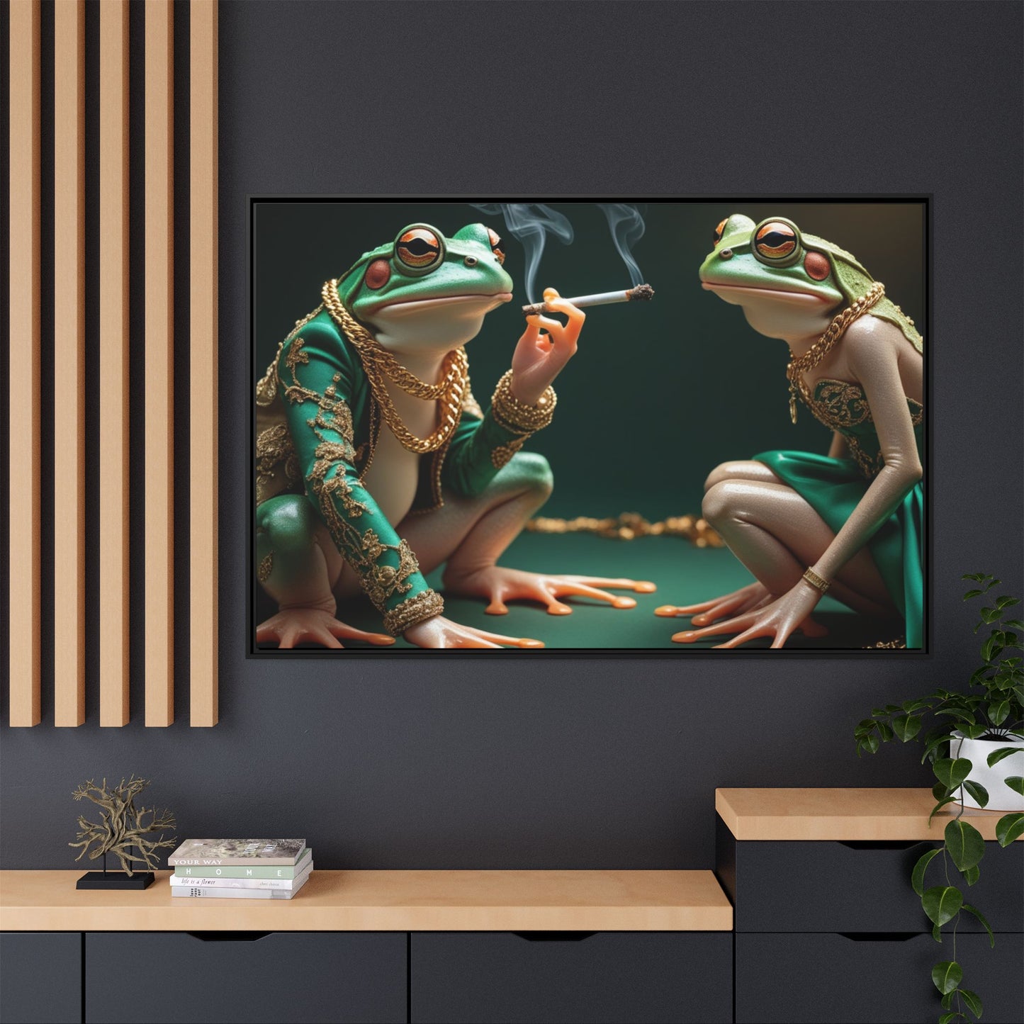 Whimsical Frog Art Print - Framed Canvas for Unique Home Decor