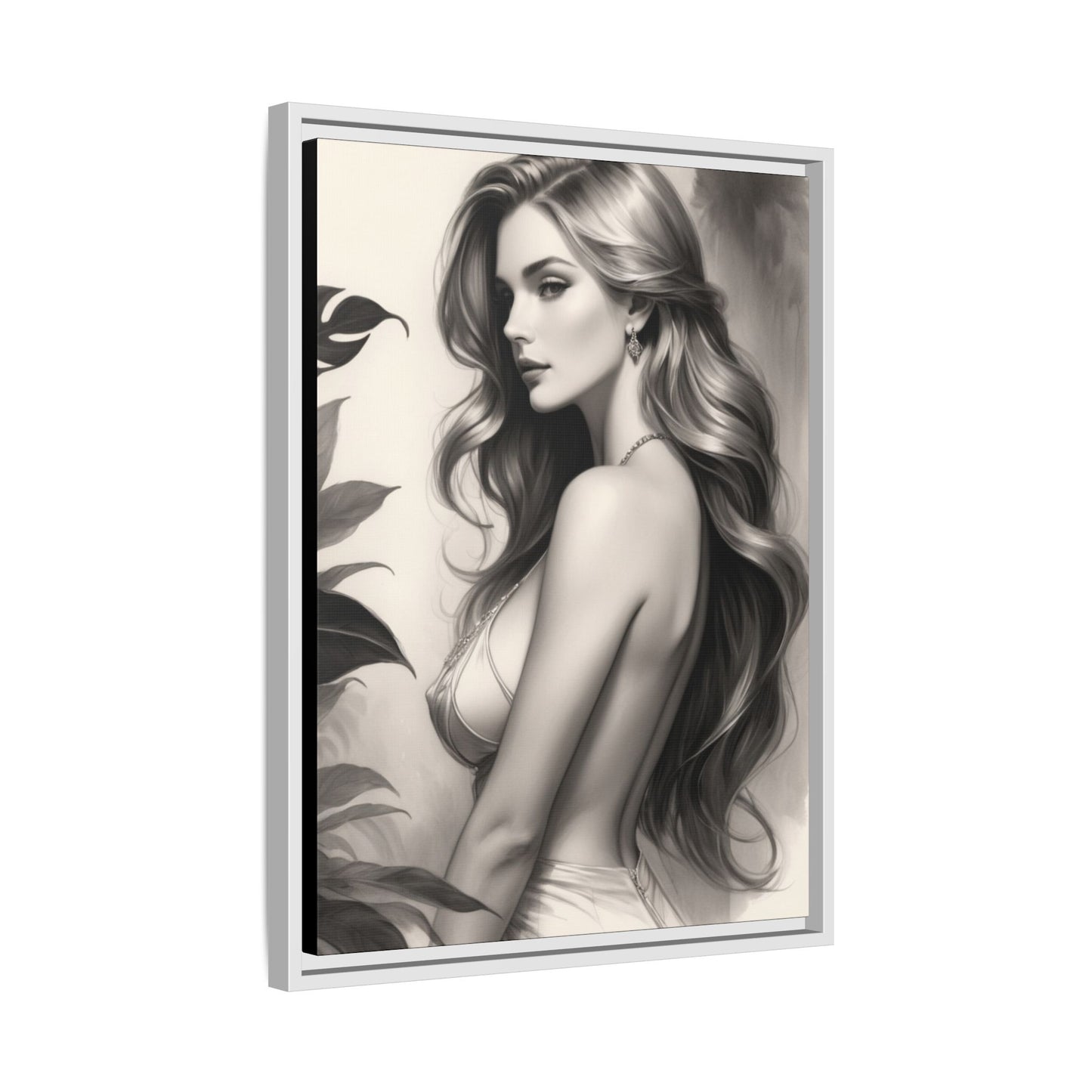 Elegant Matte Framed Art Print - Stylish Woman Portrait