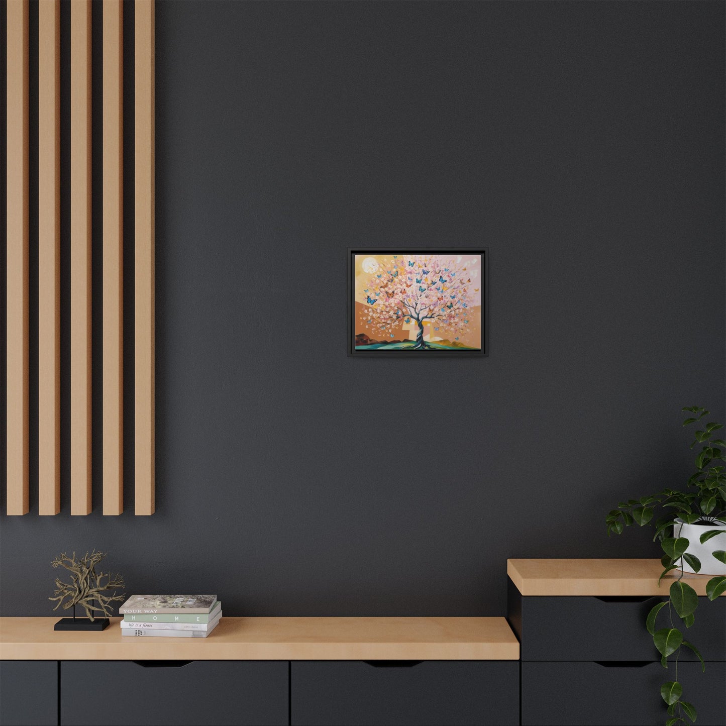 Colorful Butterfly Blossom Framed Canvas Art