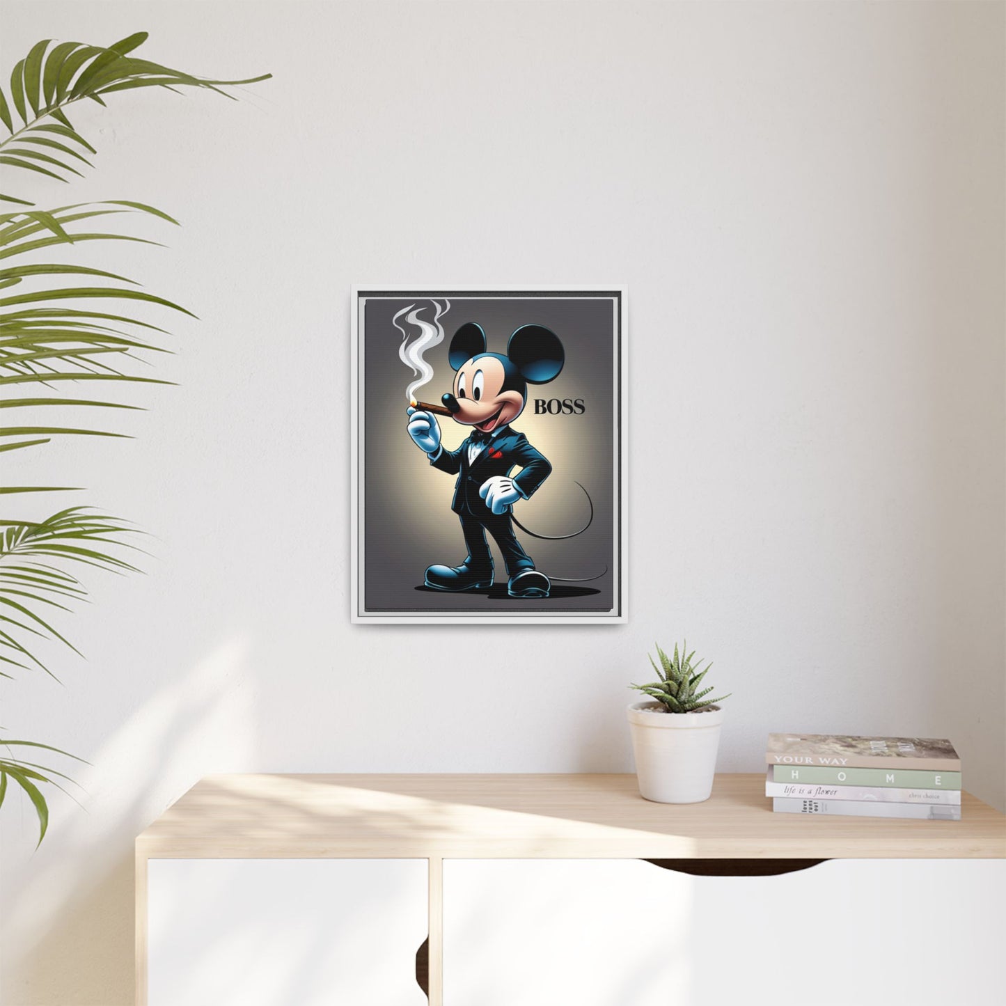 Vintage Boss Mouse Framed Canvas Art