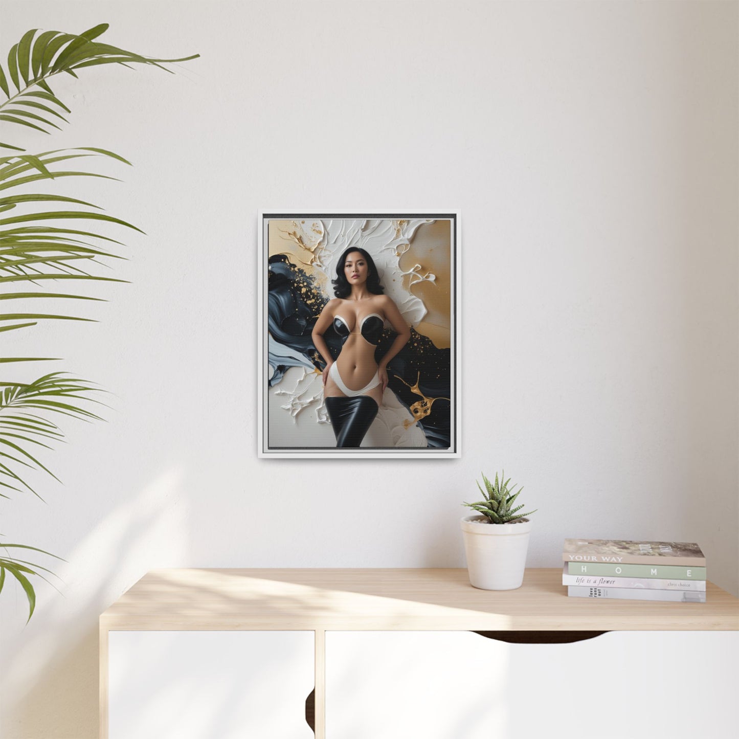 Elegant Framed Canvas Art - Multi-Color Abstract Beauty