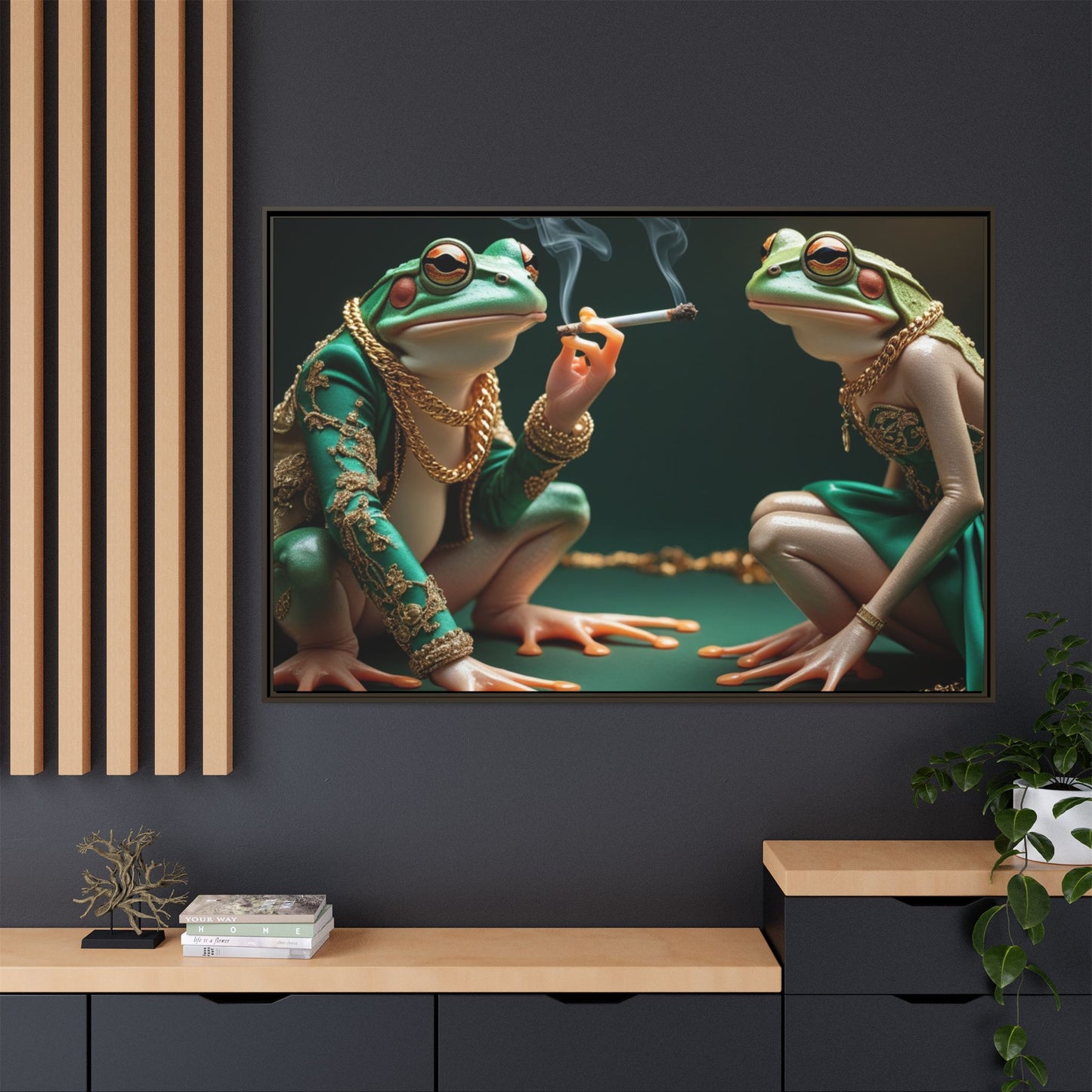 Whimsical Frog Art Print - Framed Canvas for Unique Home Decor
