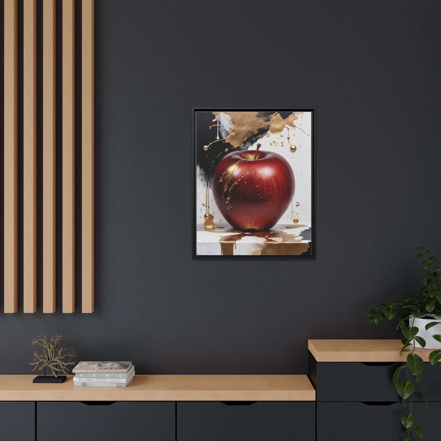 Elegant Apple Art Print - Multi-color Framed Canvas
