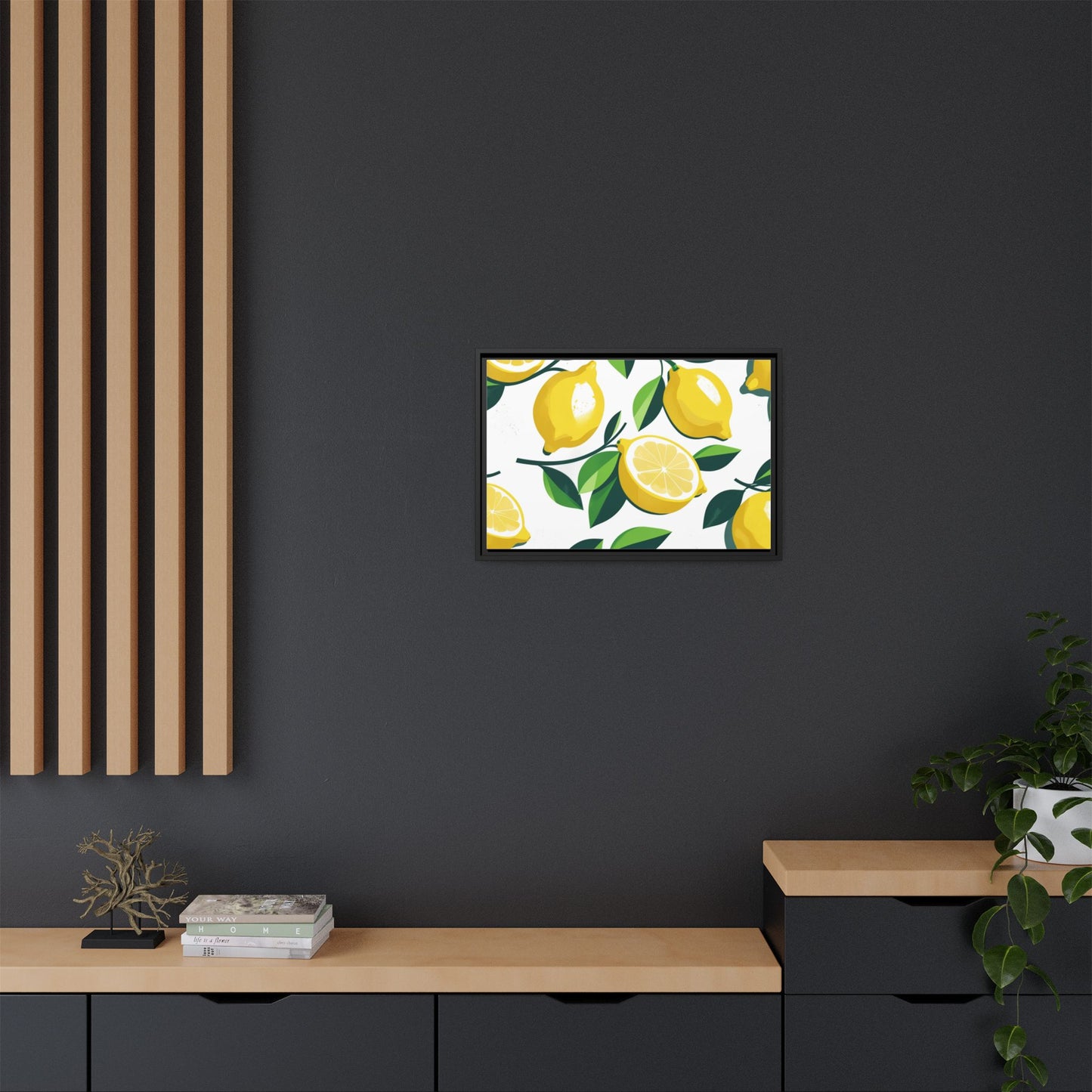 Lemon-Themed Framed Canvas Wall Art - Bright and Fresh Decor