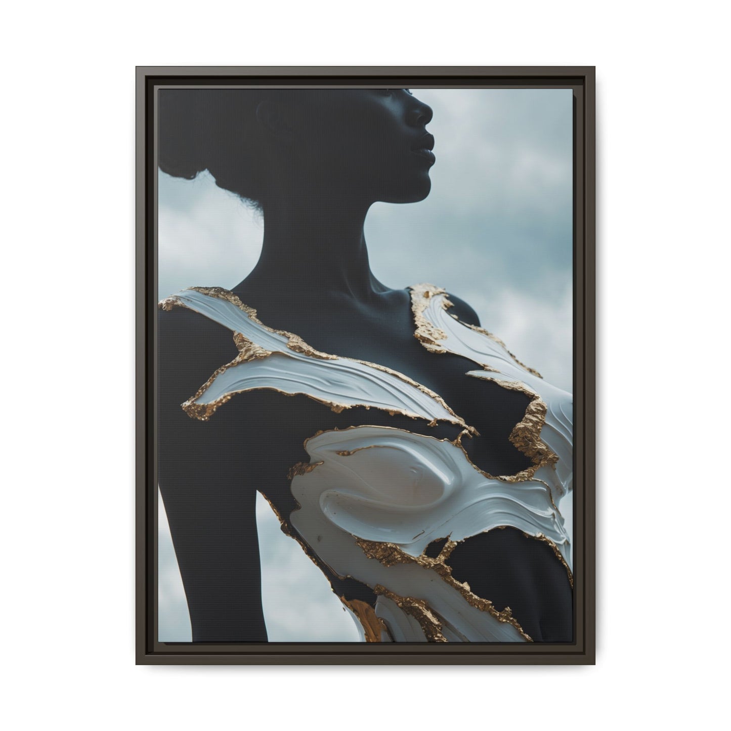 Elegant Framed Canvas Art - Multi-Color Abstract Sculpture Design
