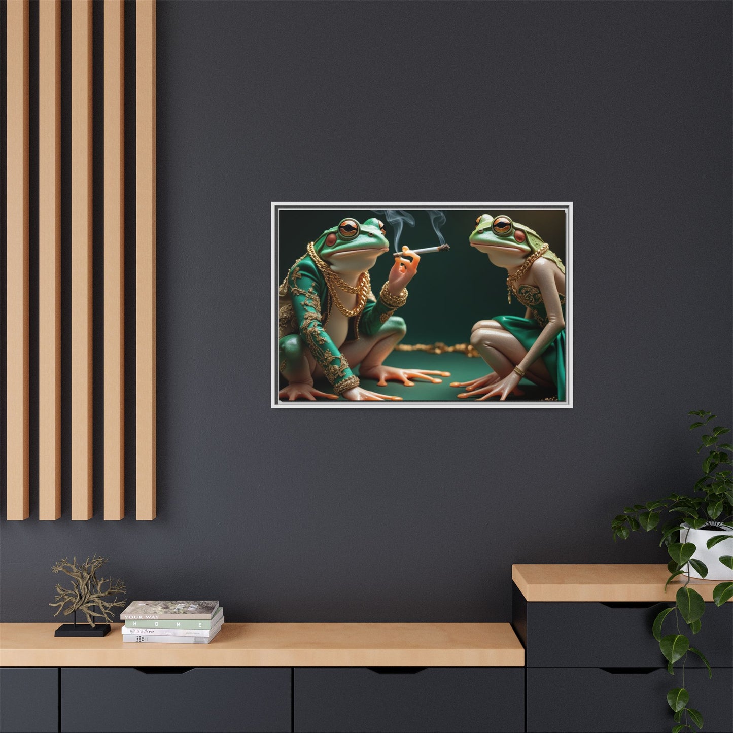 Whimsical Frog Art Print - Framed Canvas for Unique Home Decor