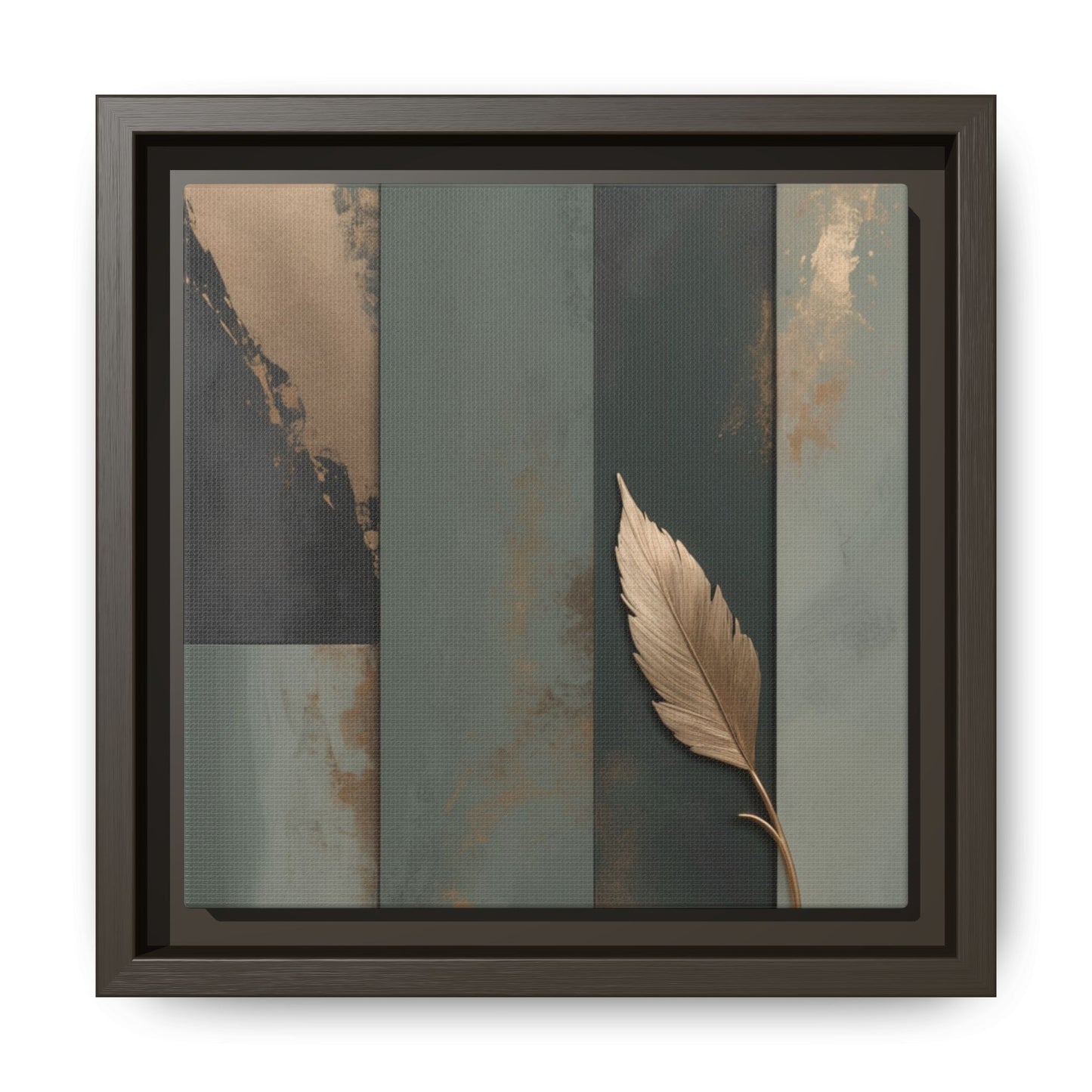 Elegant Framed Matte Canvas Wall Art - Multi-Color Leaf Design
