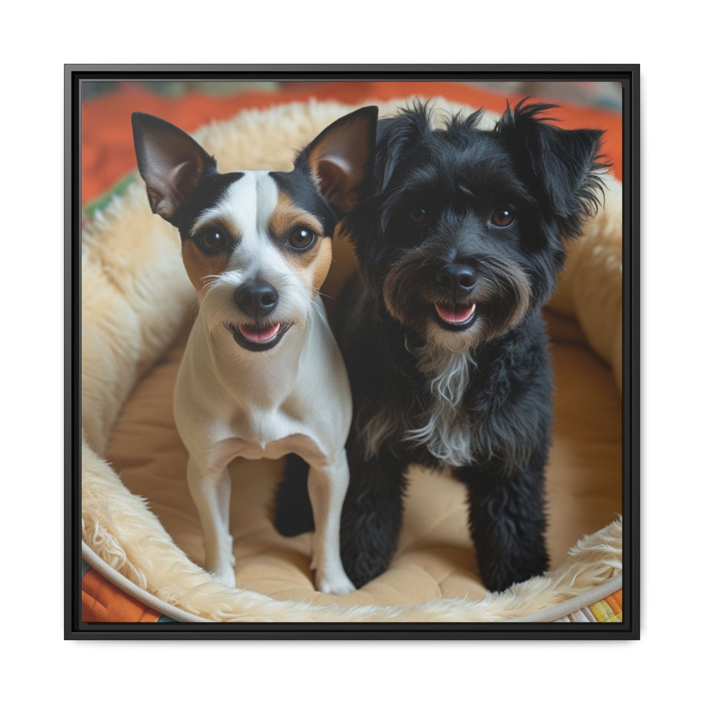 Framed Canvas Print of Cheerful Dogs – Perfect Pet Lover's Gift