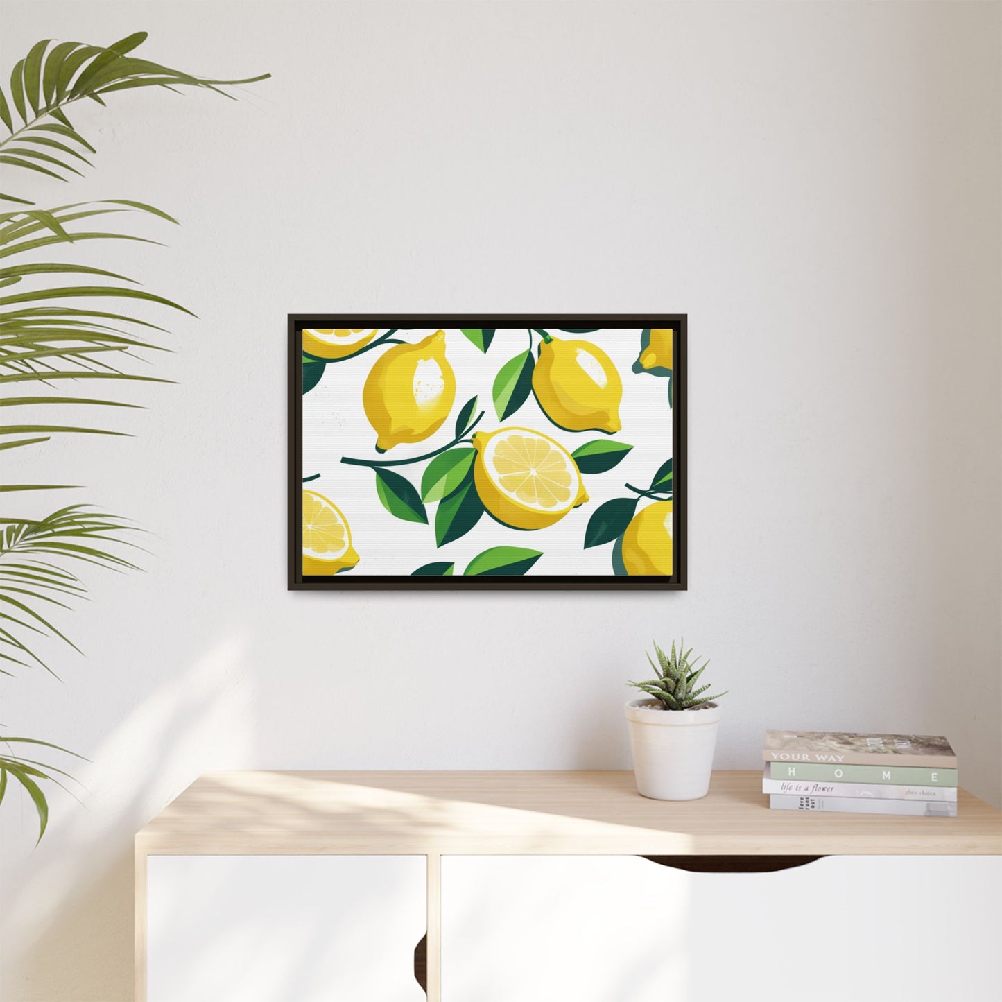 Lemon-Themed Framed Canvas Wall Art - Bright and Fresh Decor