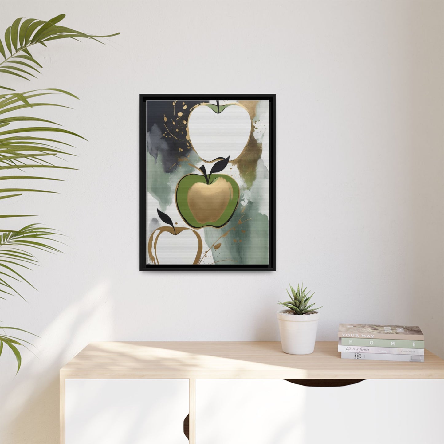Modern Abstract Apple Canvas Art Print - Colorful Framed Wall Decor