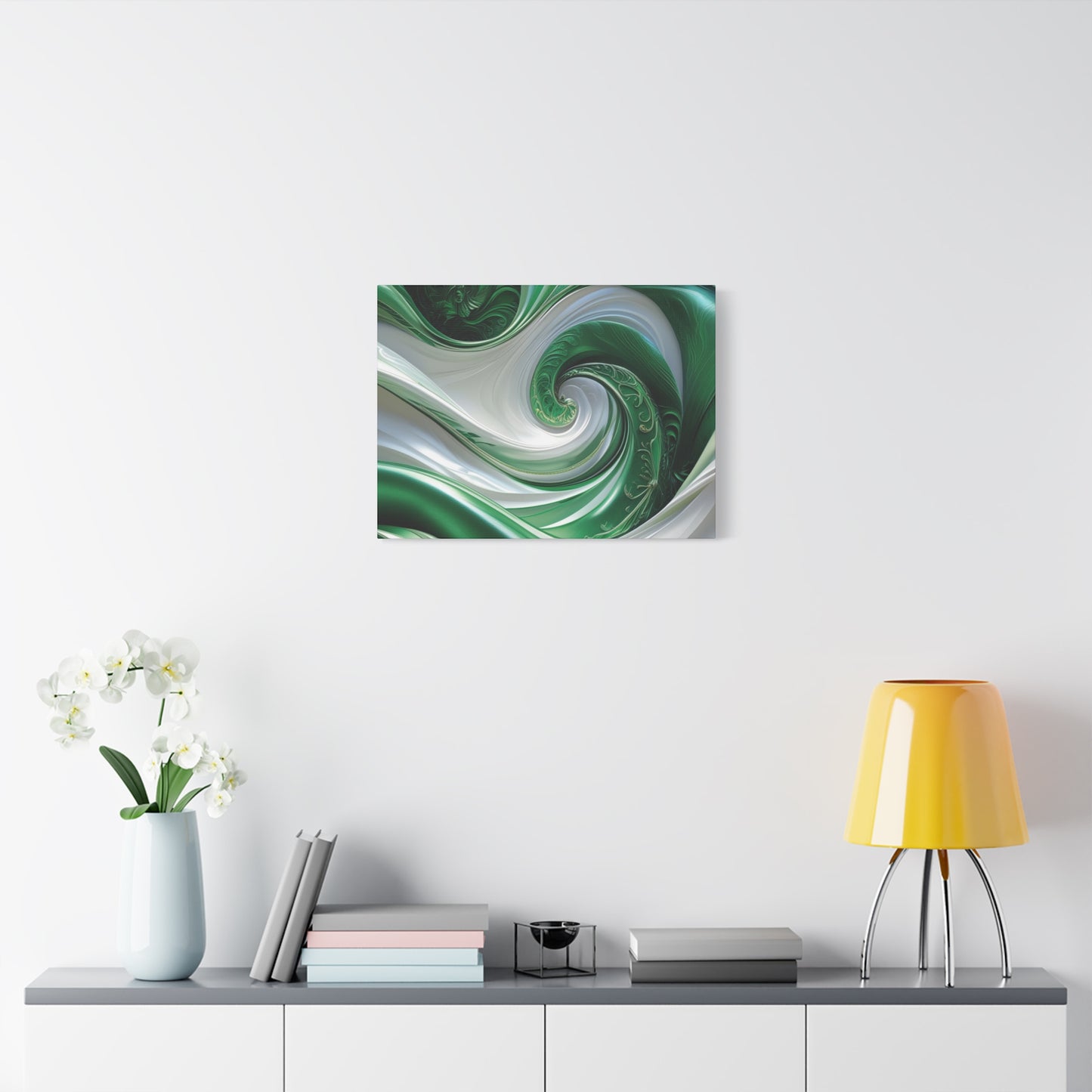Abstract Green Swirl Canvas Wall Art - Contemporary Home Decor