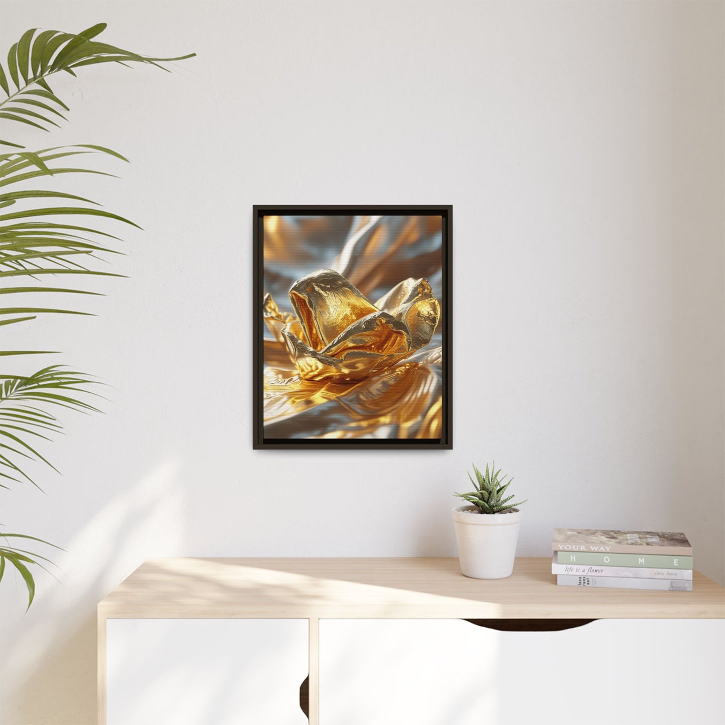 Gold Foil Rose Canvas Art - Elegant Home Decor