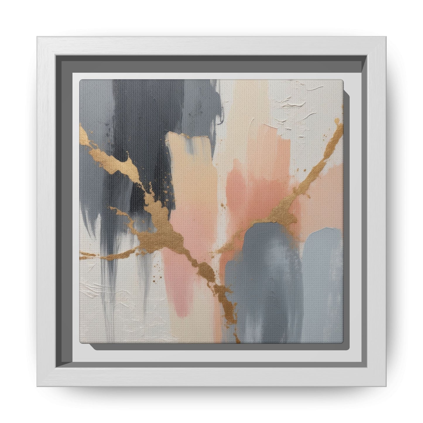 Elegant Abstract Framed Canvas Art with Gold Accents