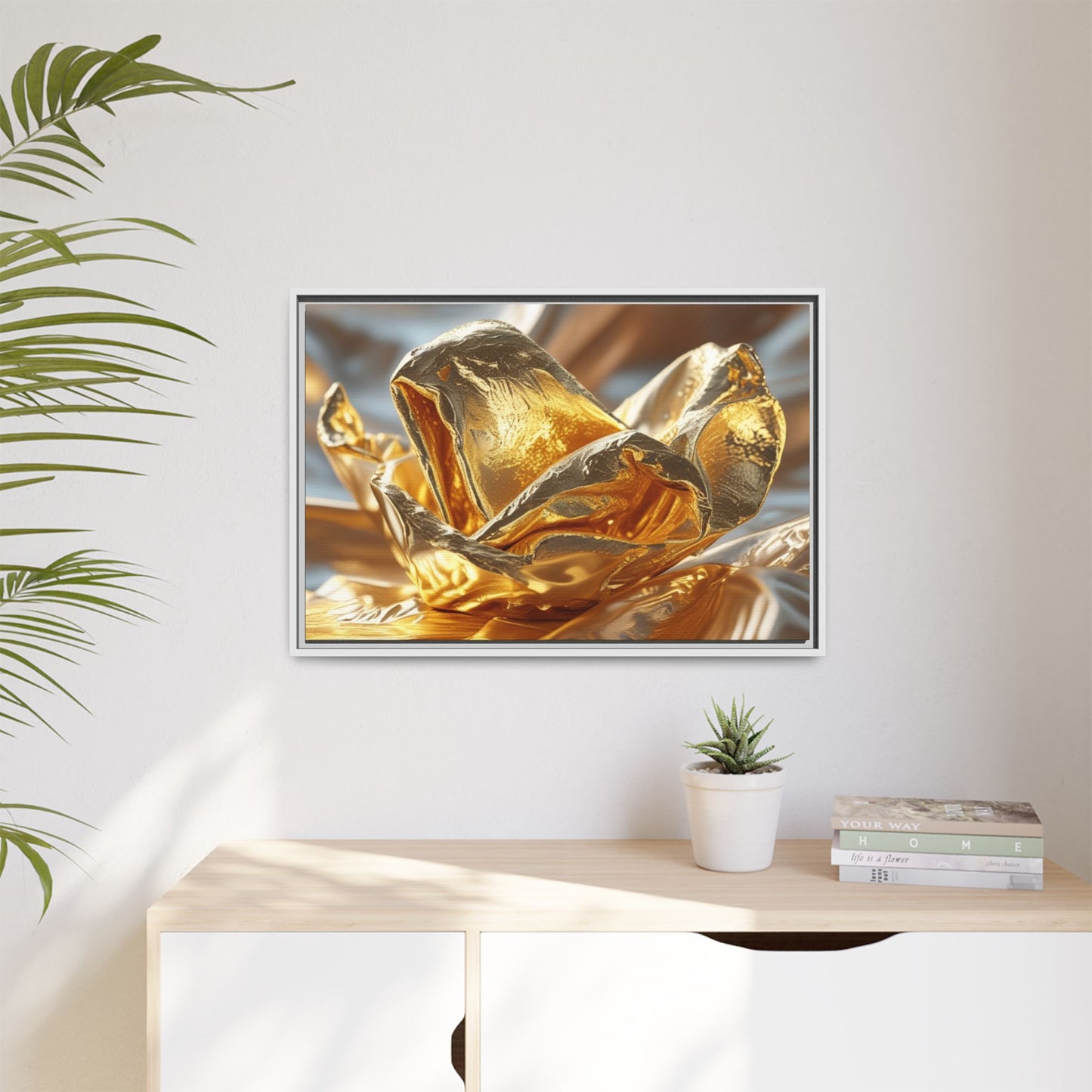 Gold Foil Rose Canvas Art - Elegant Home Decor