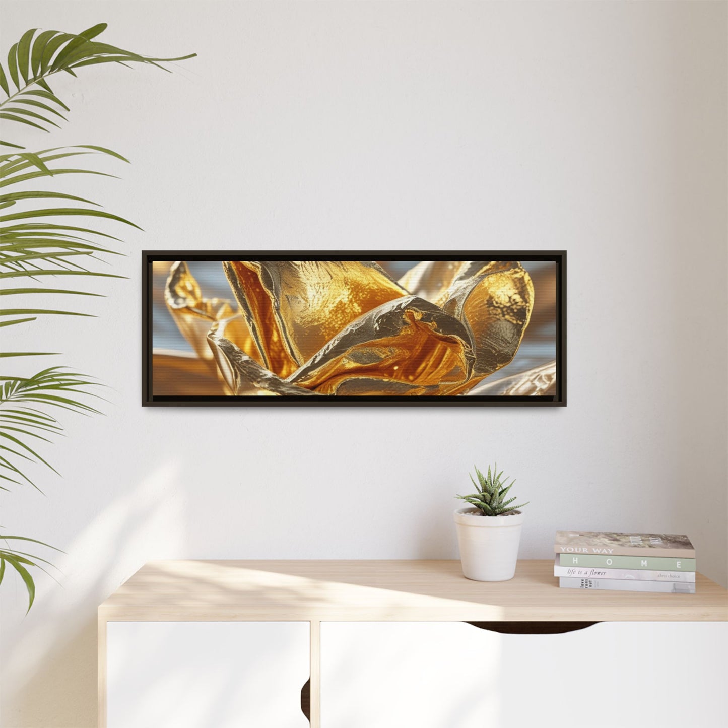 Gold Foil Rose Canvas Art - Elegant Home Decor